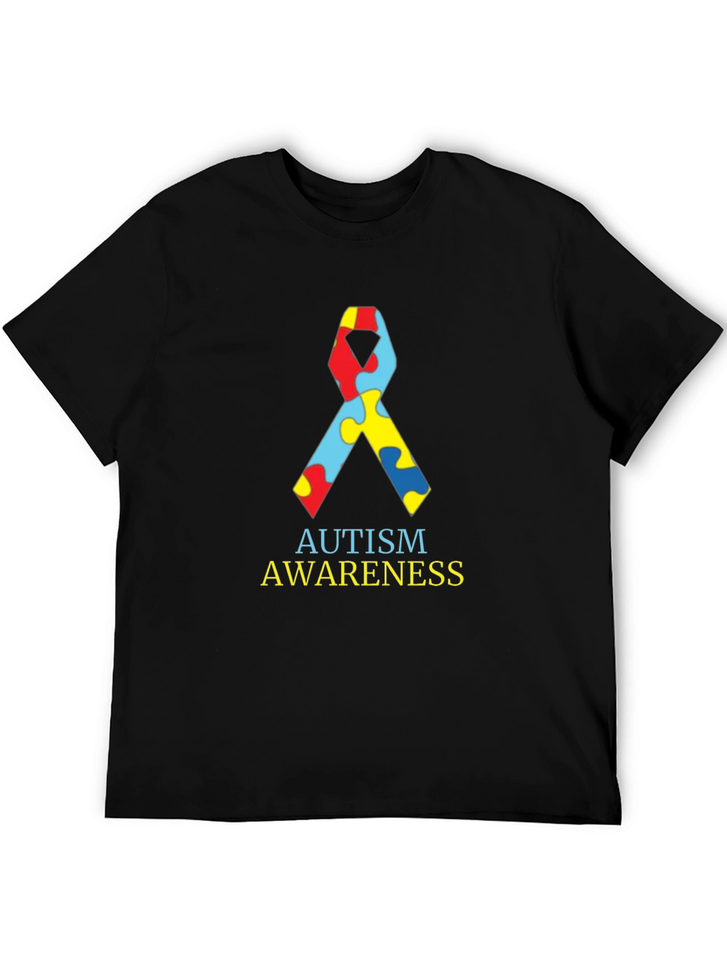Autism Awareness Ribbon Black T-Shirt