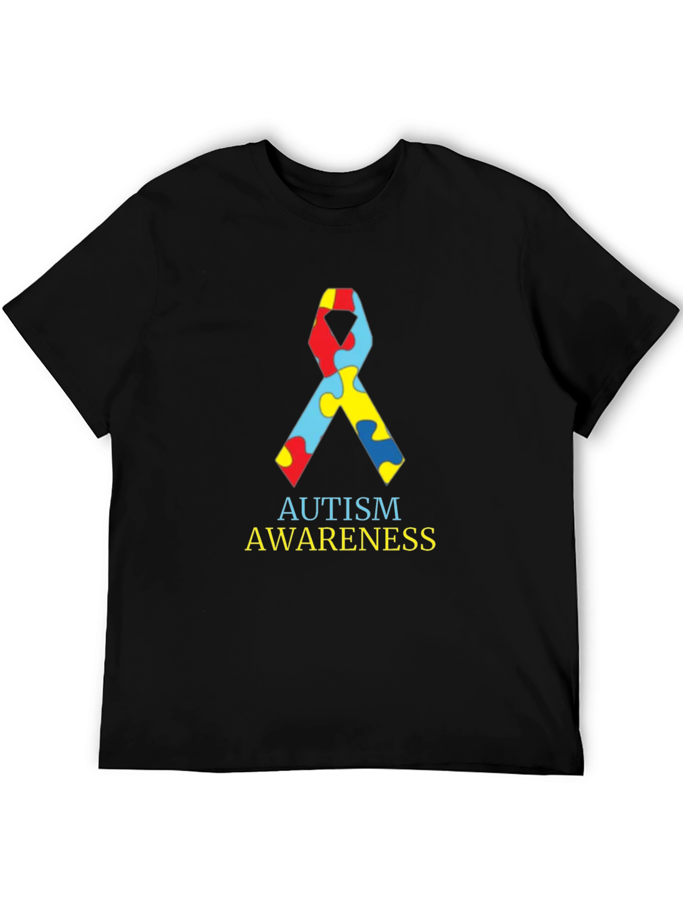 Autism Awareness Ribbon Black T-Shirt
