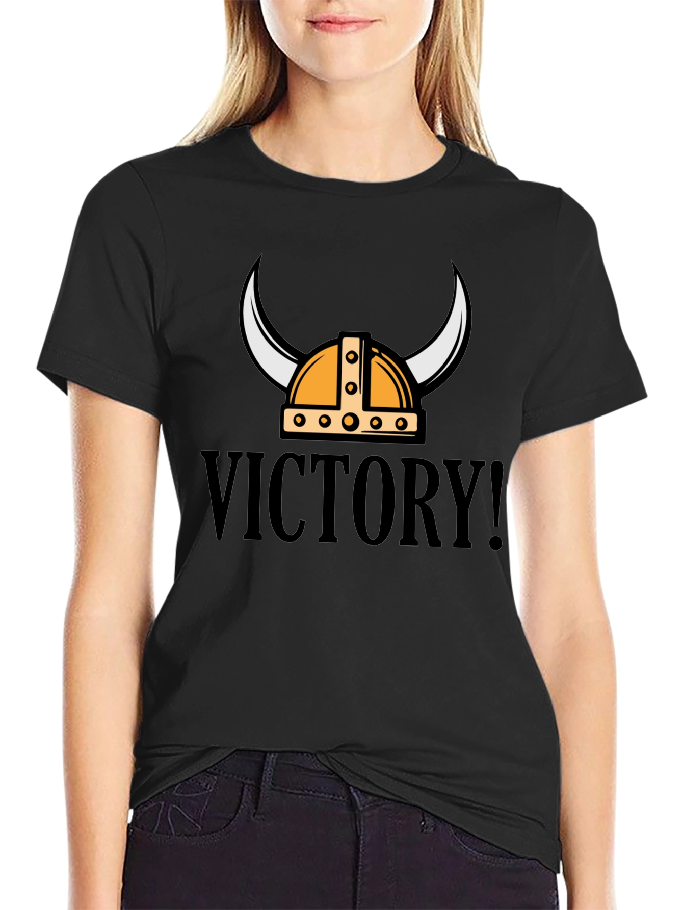 Victory Viking Helmet Graphic Tee - Black