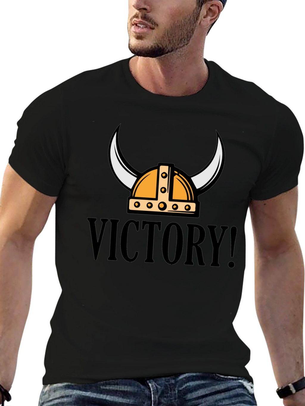 Victory Viking Helmet Graphic Tee - Black
