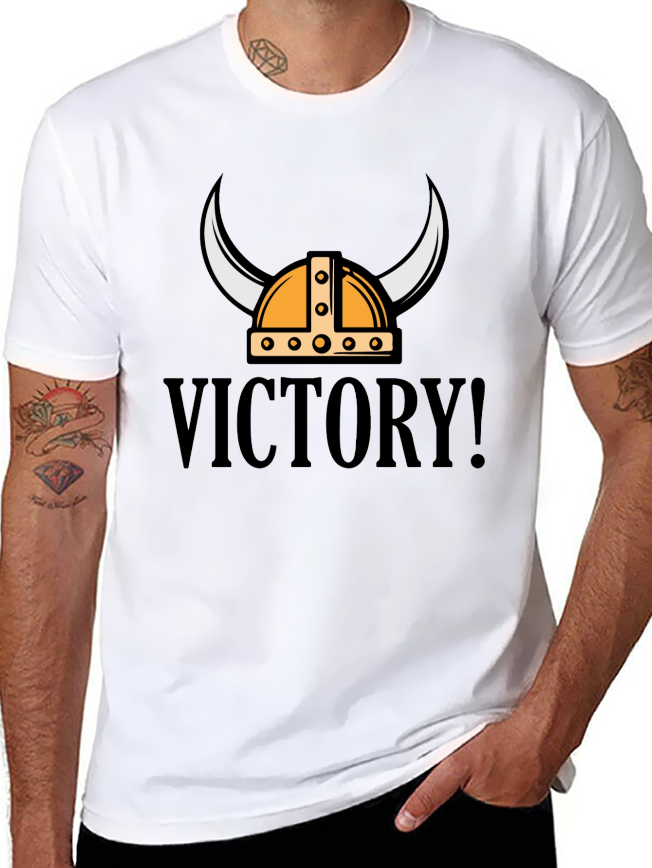 Victory Viking Helmet Graphic Tee - Black