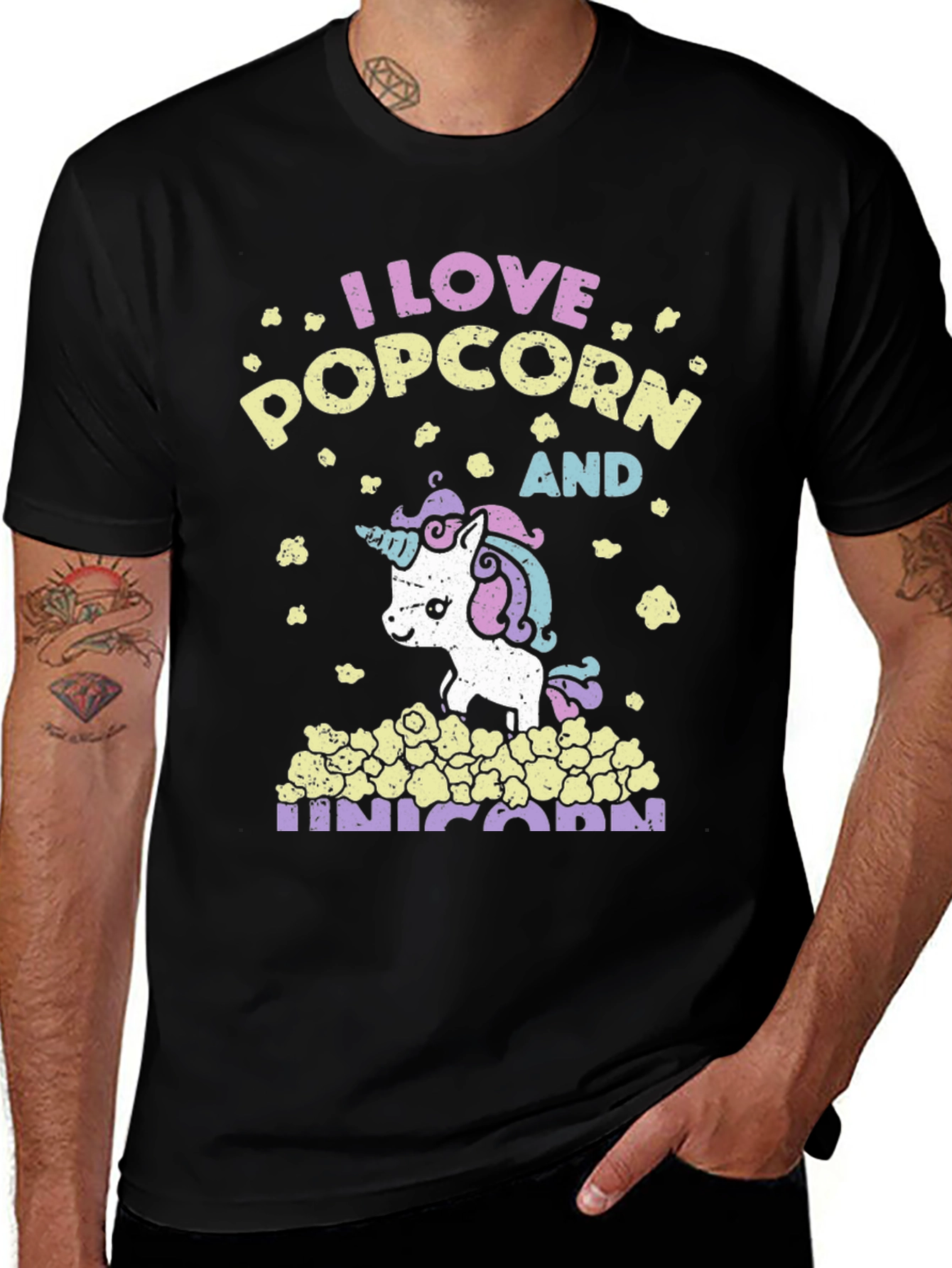 I Love Popcorn and Unicorn T-Shirt
