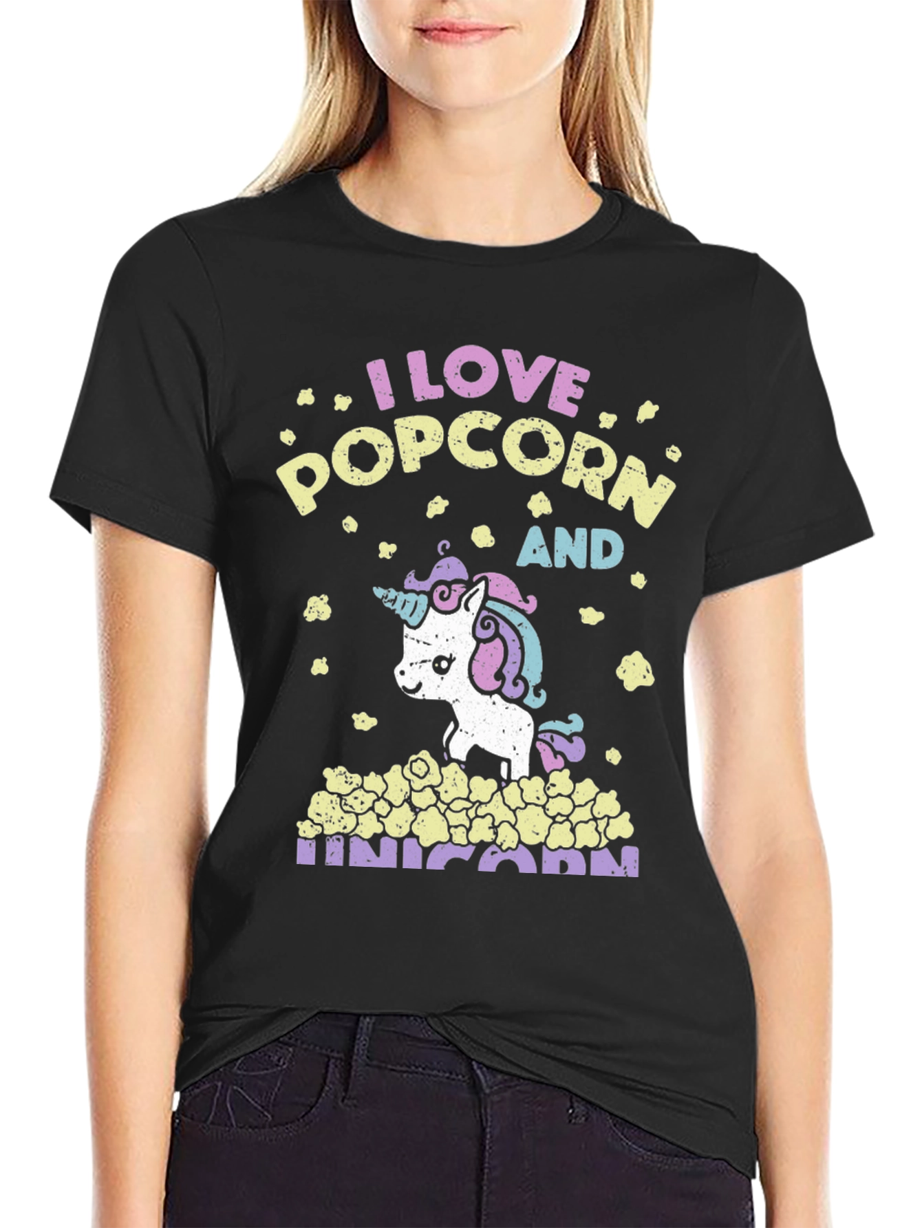 I Love Popcorn and Unicorn T-Shirt