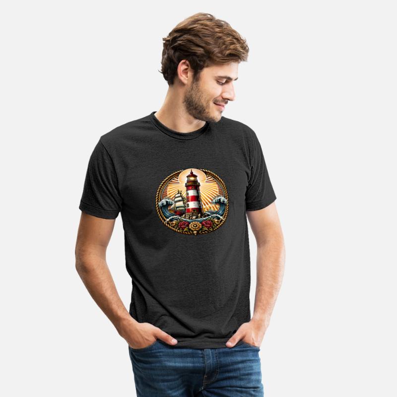 Lighthouse & Sailboat Retro Tattoo Look