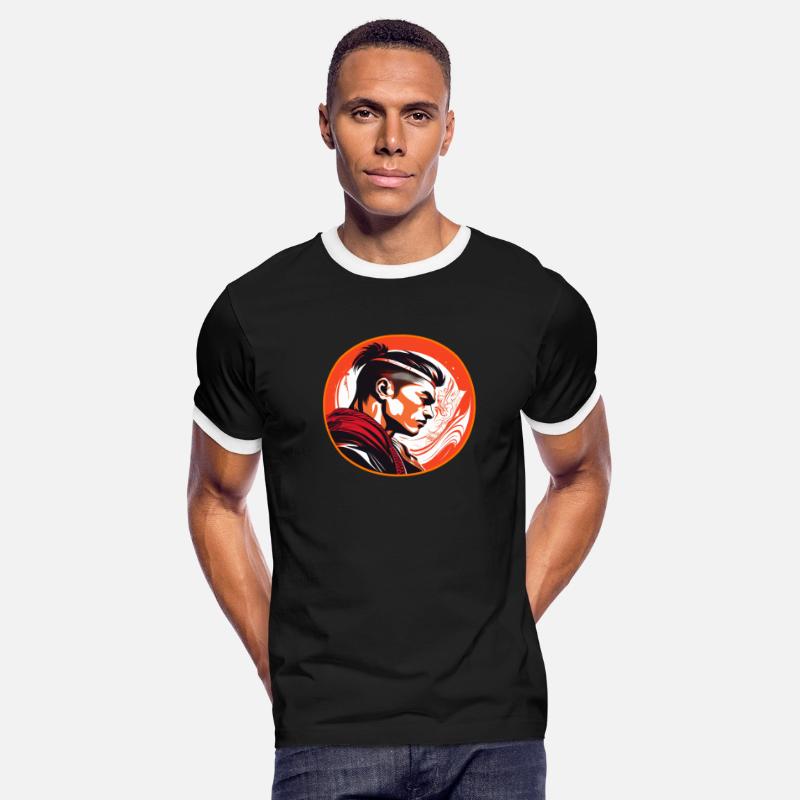 Logo Asian men big circles tall, short haircut 4