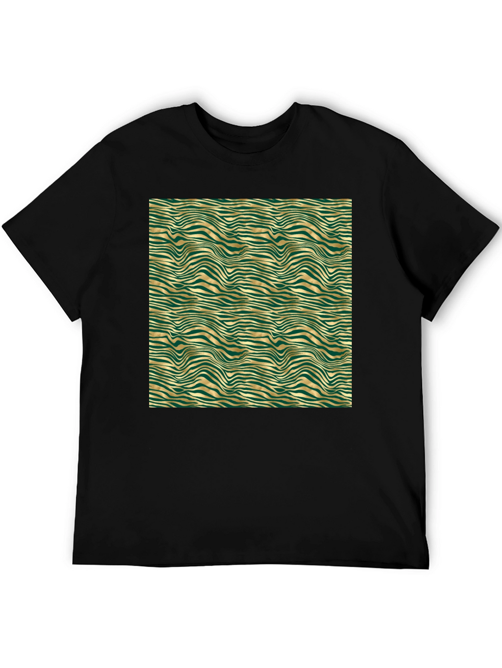 Emerald and Gold Wave Pattern T-Shirt