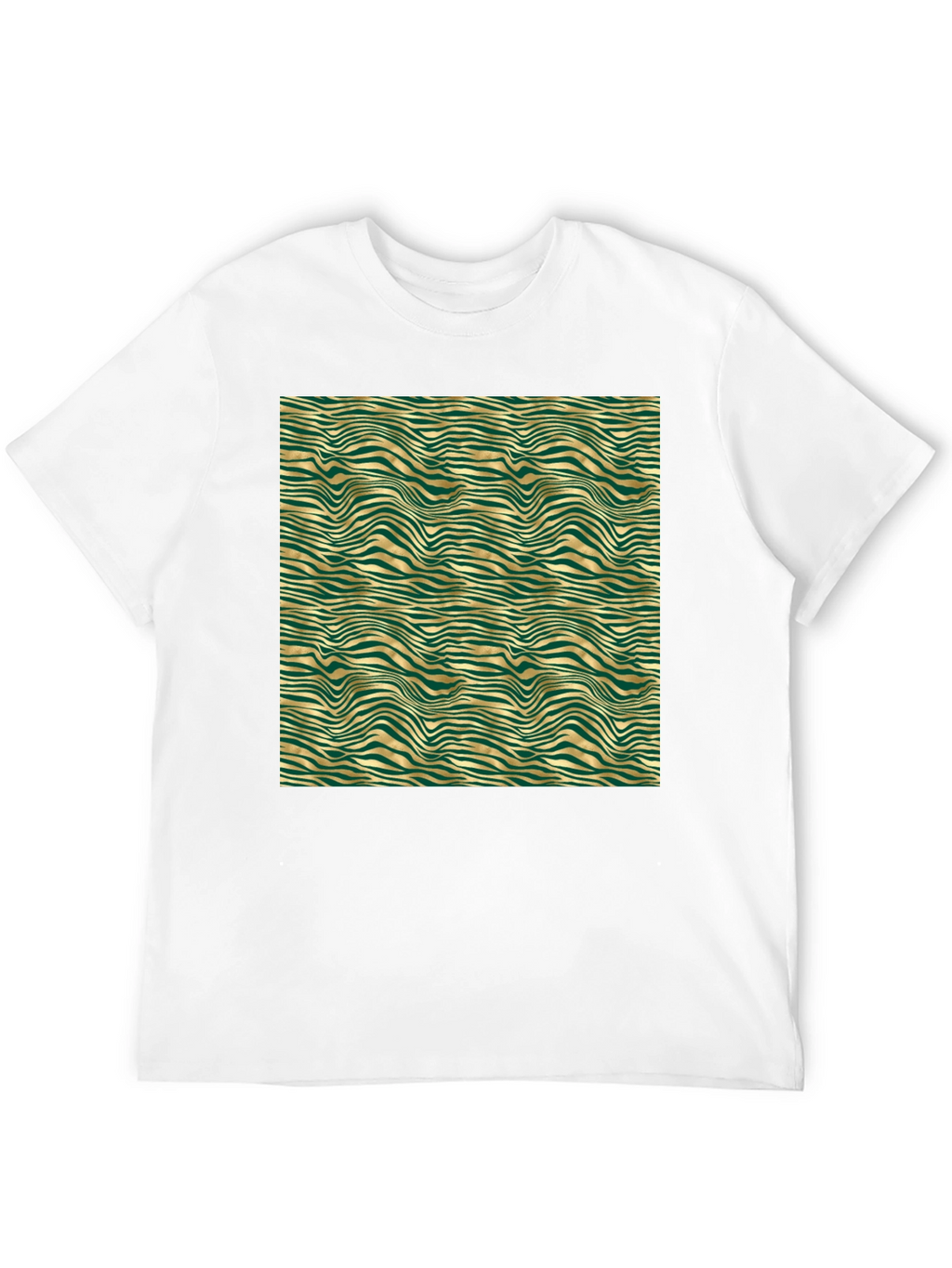 Emerald and Gold Wave Pattern T-Shirt