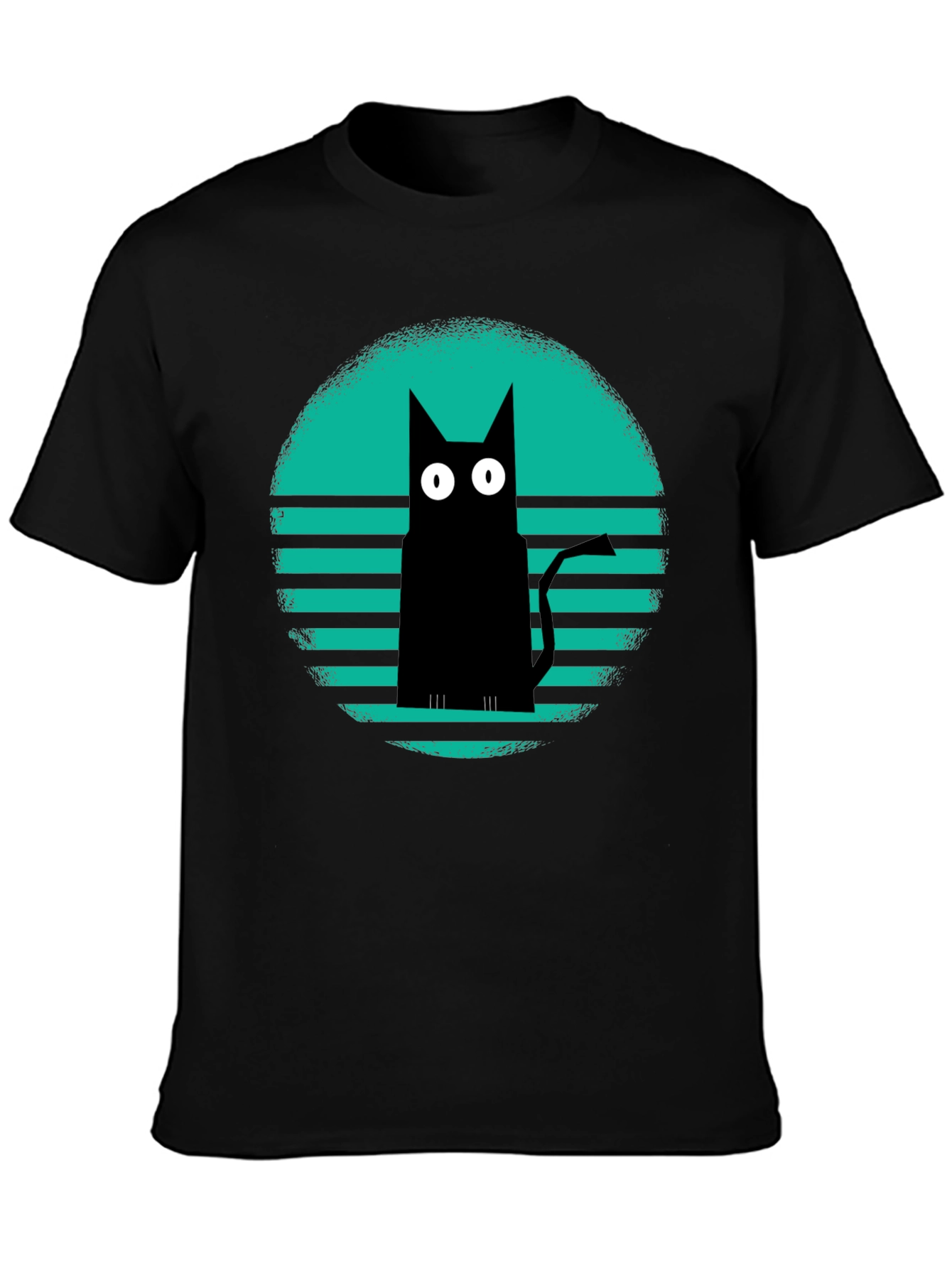 Retro Cat Graphic Tee - Black