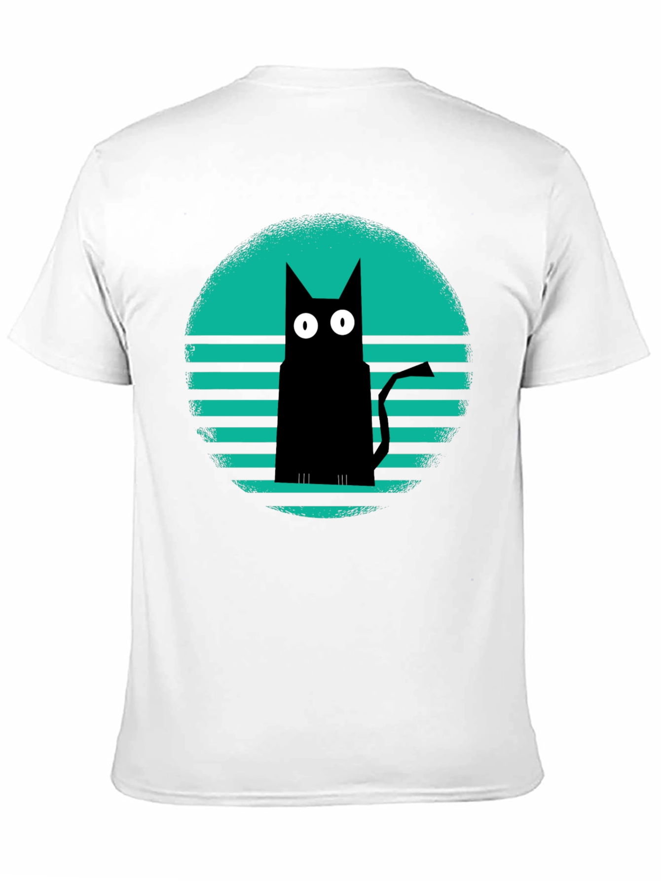 Retro Cat Graphic Tee - Black