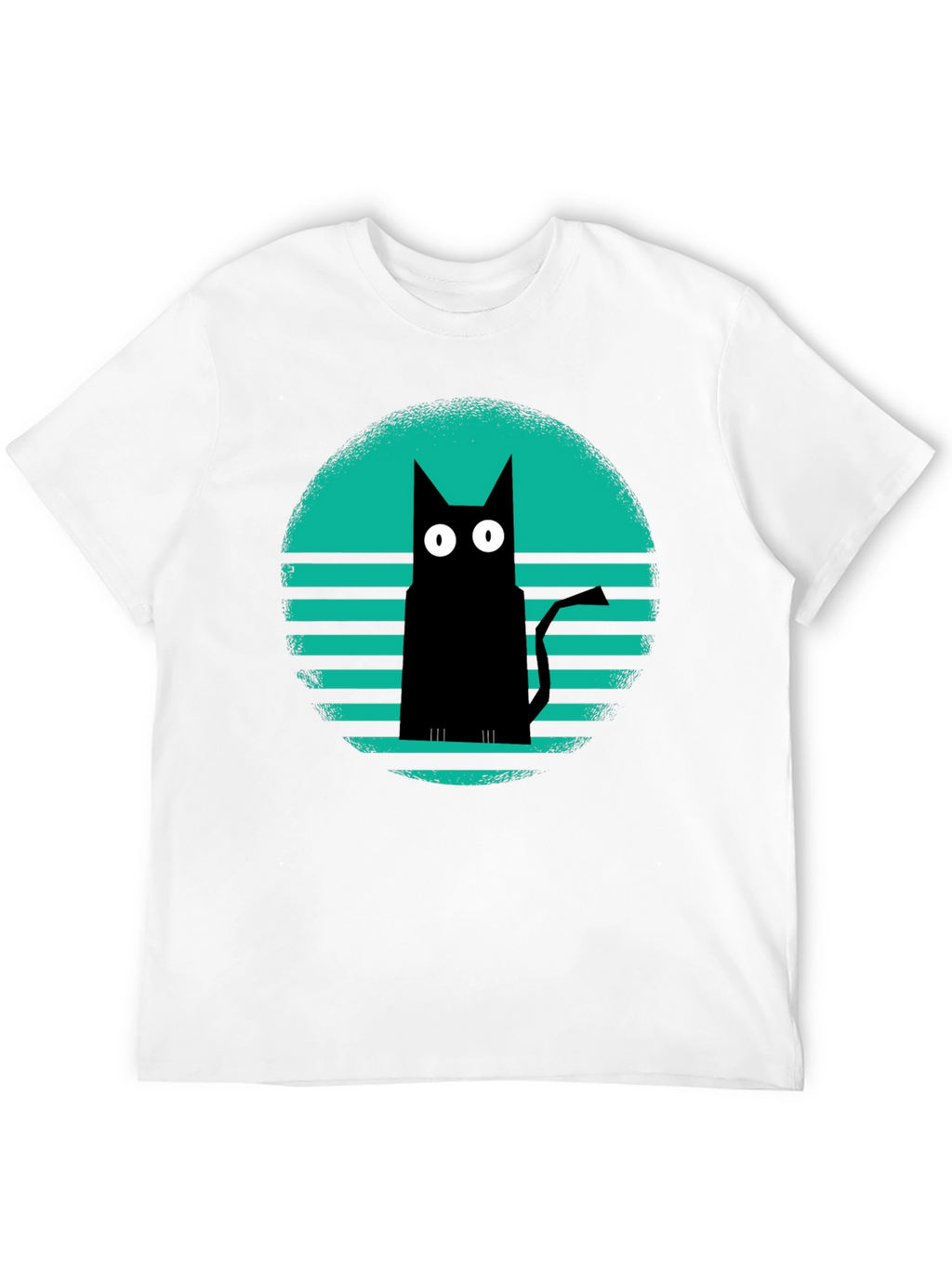 Retro Cat Graphic Tee - Black
