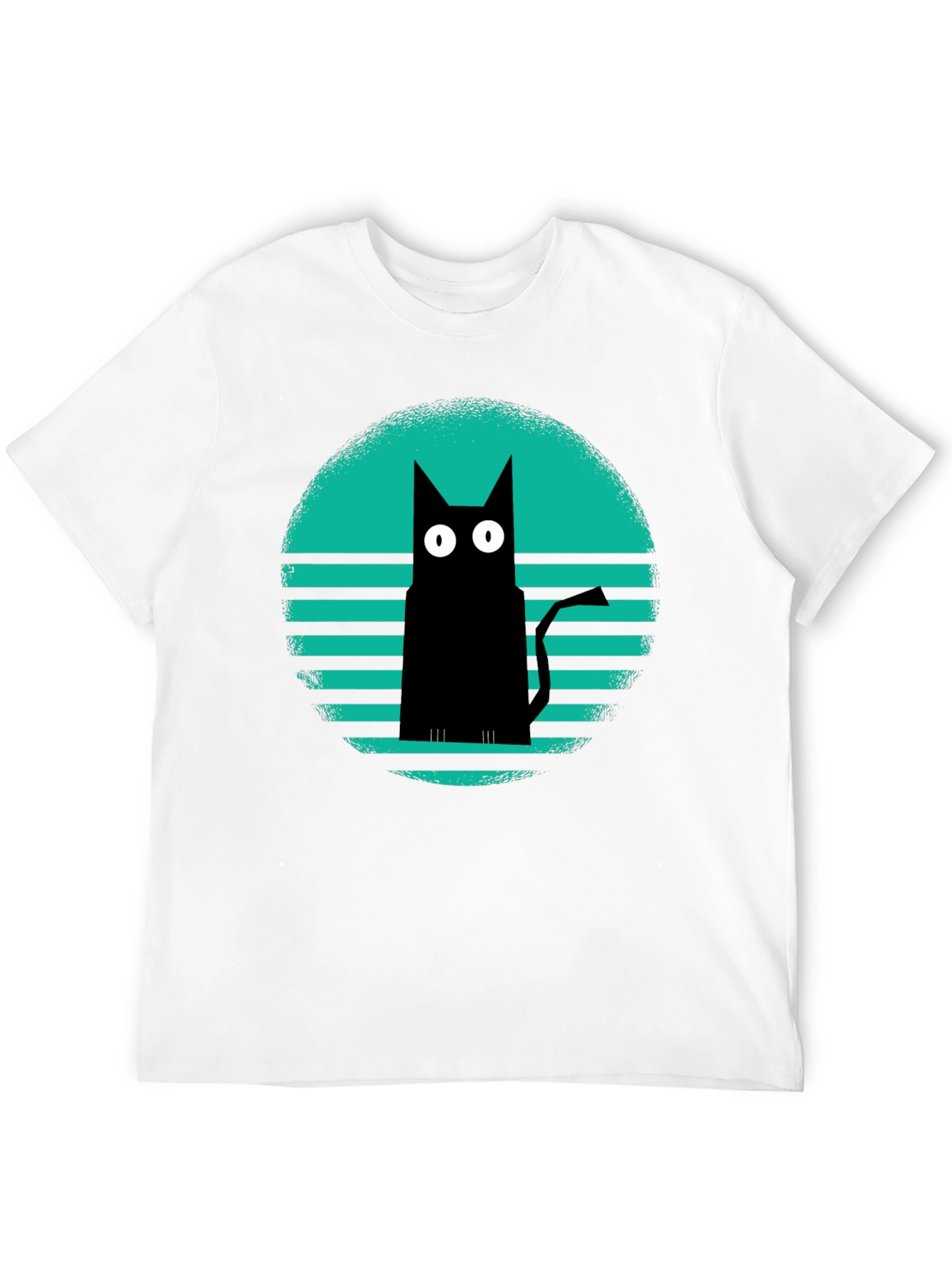 Retro Cat Graphic Tee - Black