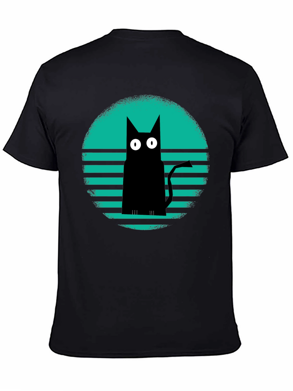 Retro Cat Graphic Tee - Black