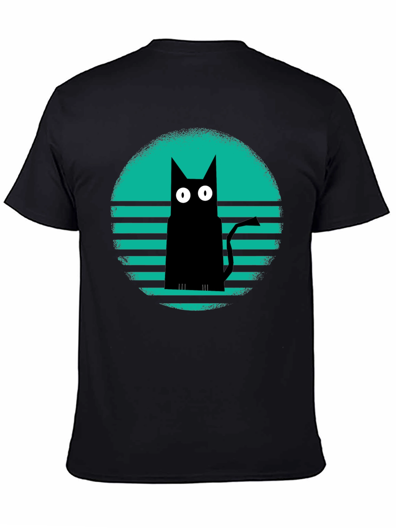 Retro Cat Graphic Tee - Black