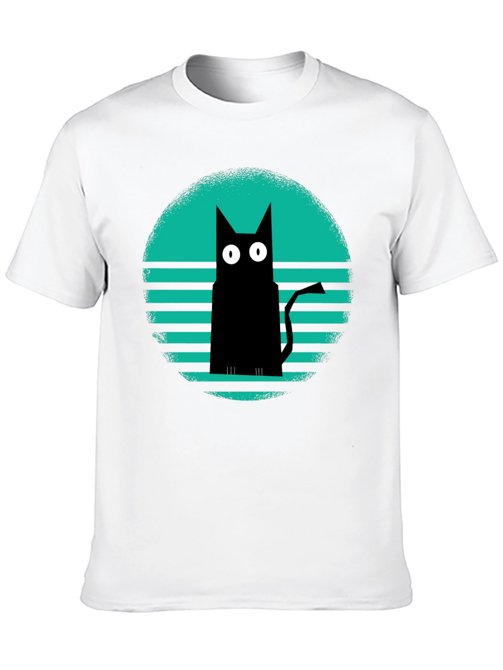 Retro Cat Graphic Tee - Black