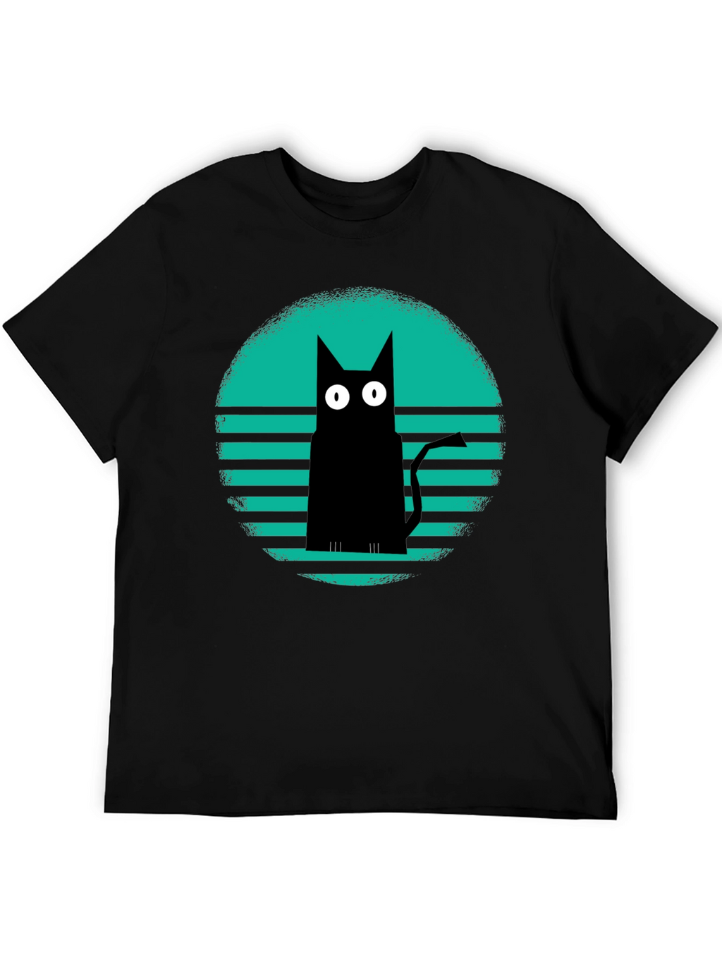 Retro Cat Graphic Tee - Black