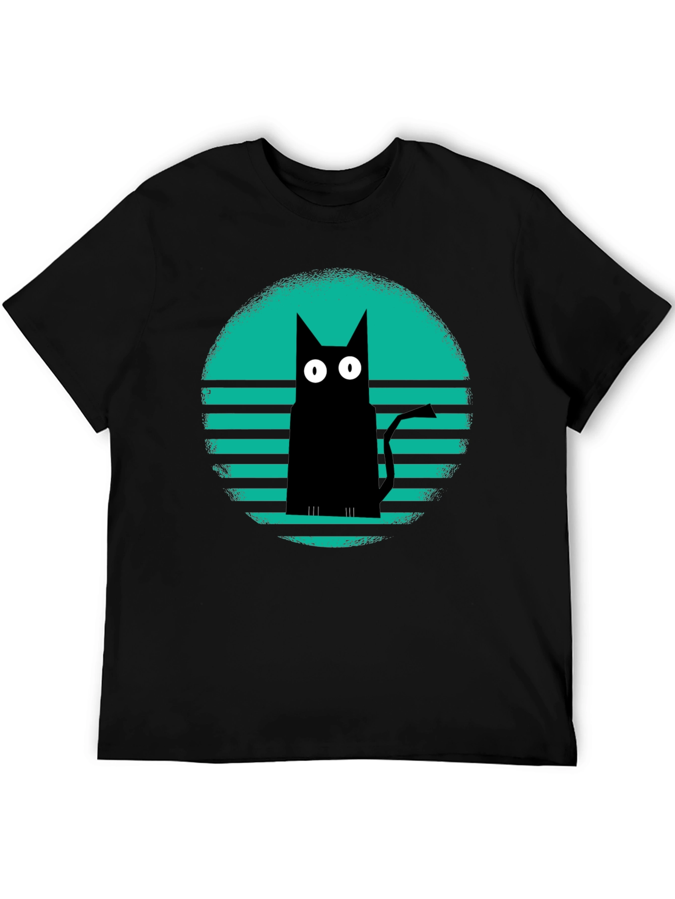 Retro Cat Graphic Tee - Black