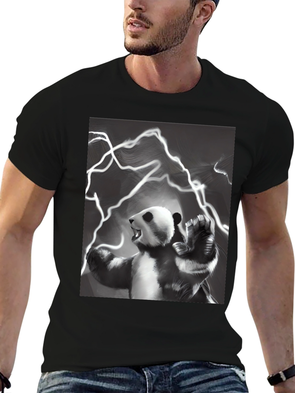Panda Power Black T-Shirt