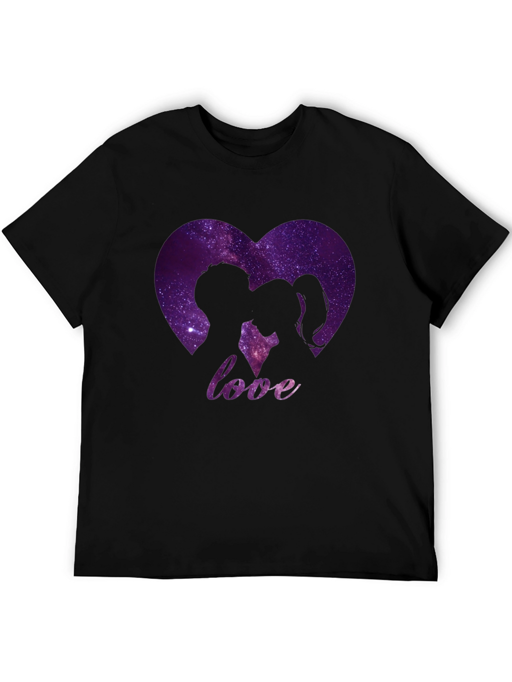 Love Galaxy Heart Graphic Tee - Black