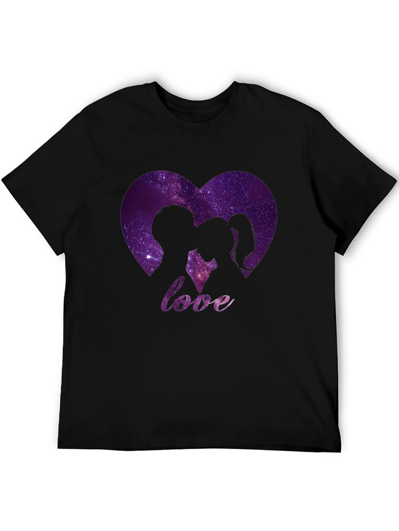 Love Galaxy Heart Graphic Tee - Black