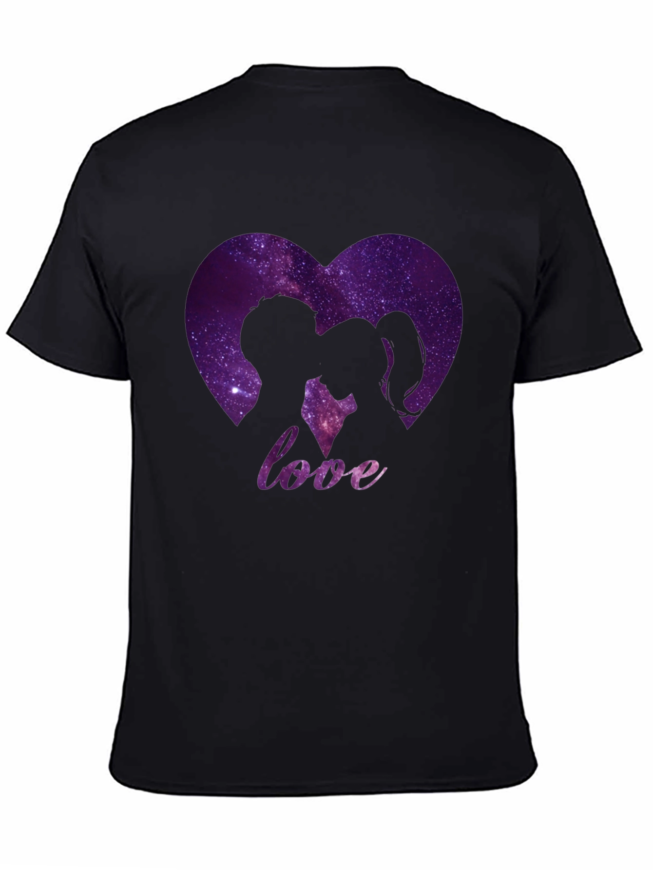 Love Galaxy Heart Graphic Tee - Black