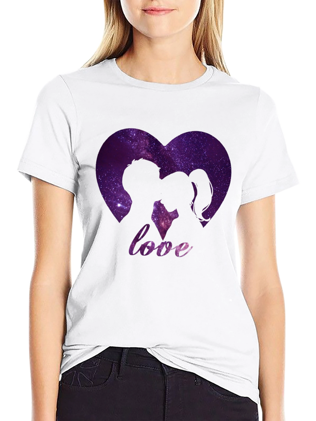 Love Galaxy Heart Graphic Tee - Black