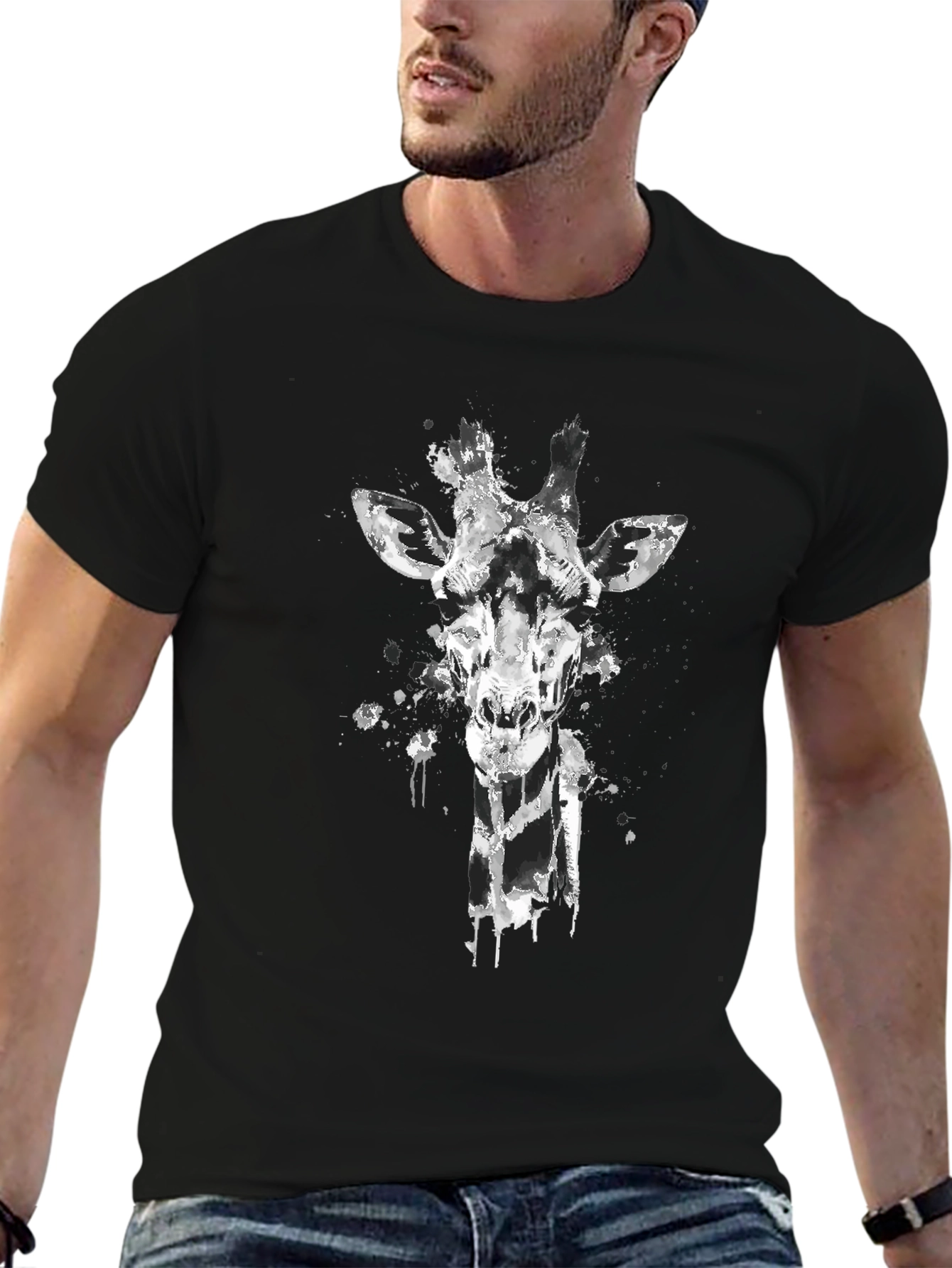 Giraffe Graphic Tee - Mens Black T-Shirt