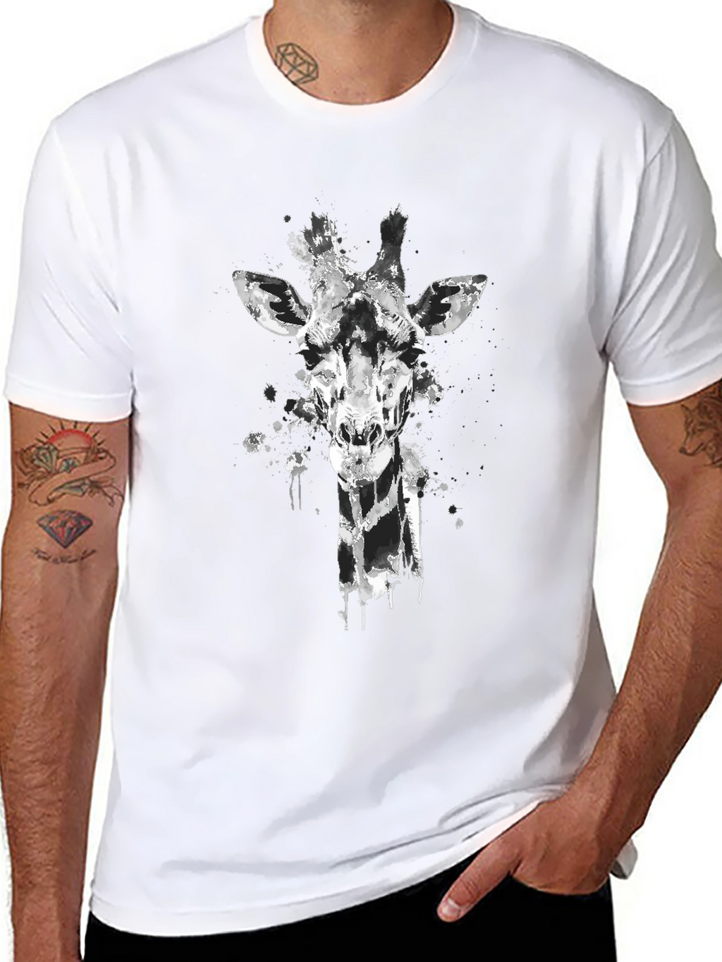 Giraffe Graphic Tee - Mens Black T-Shirt