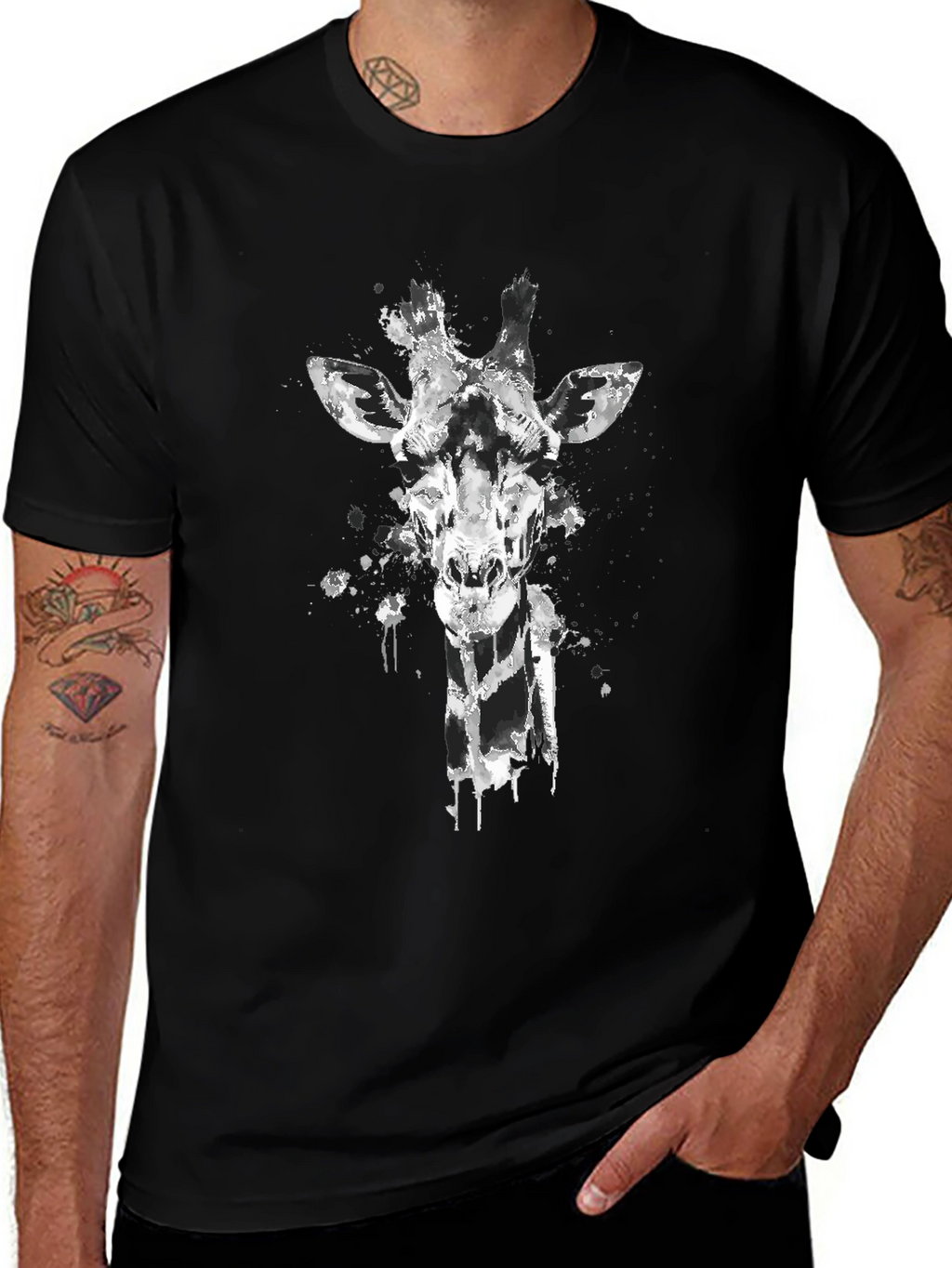 Giraffe Graphic Tee - Mens Black T-Shirt