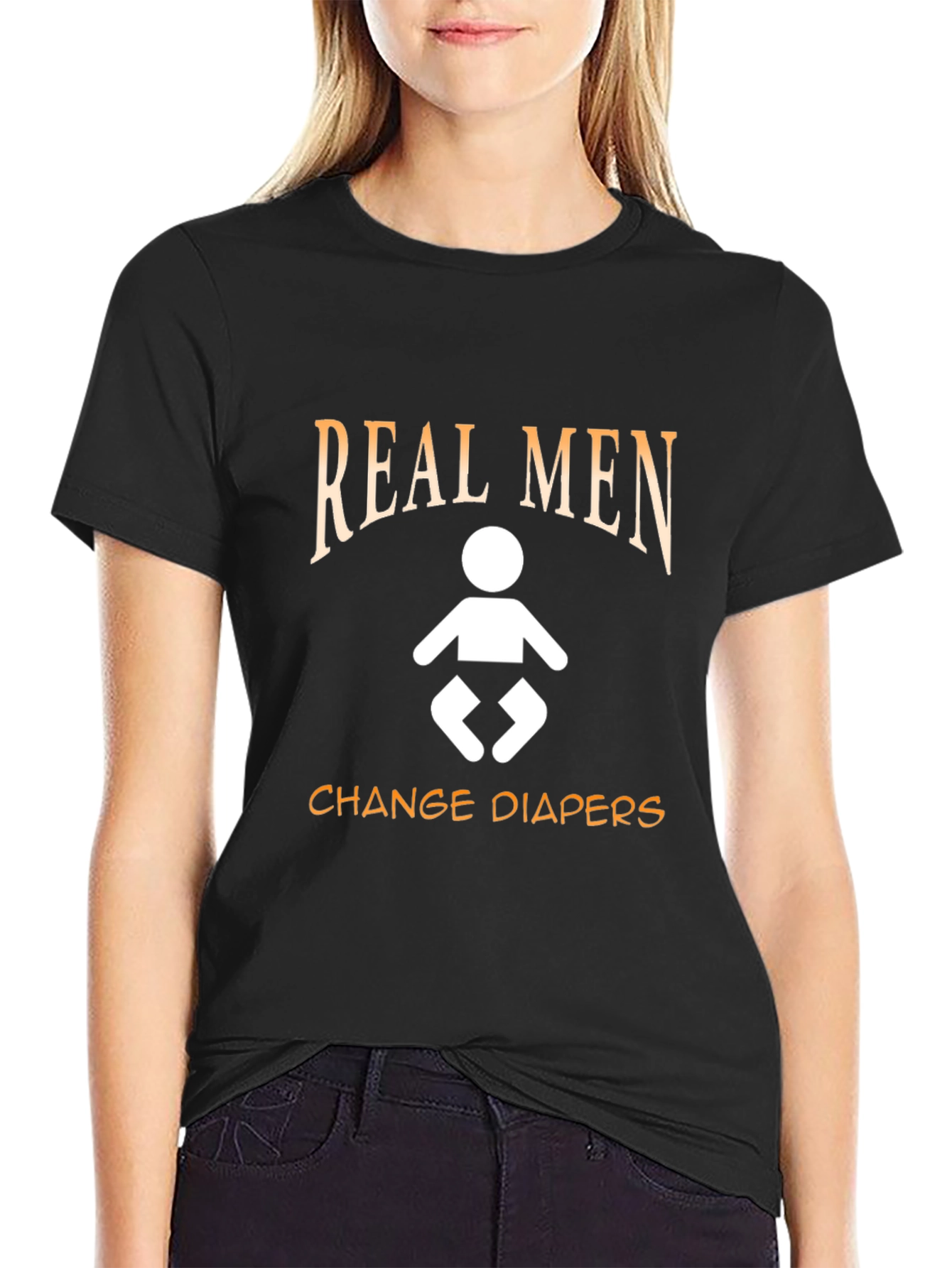 Real Men Change Diapers T-Shirt - Black Cotton Tee