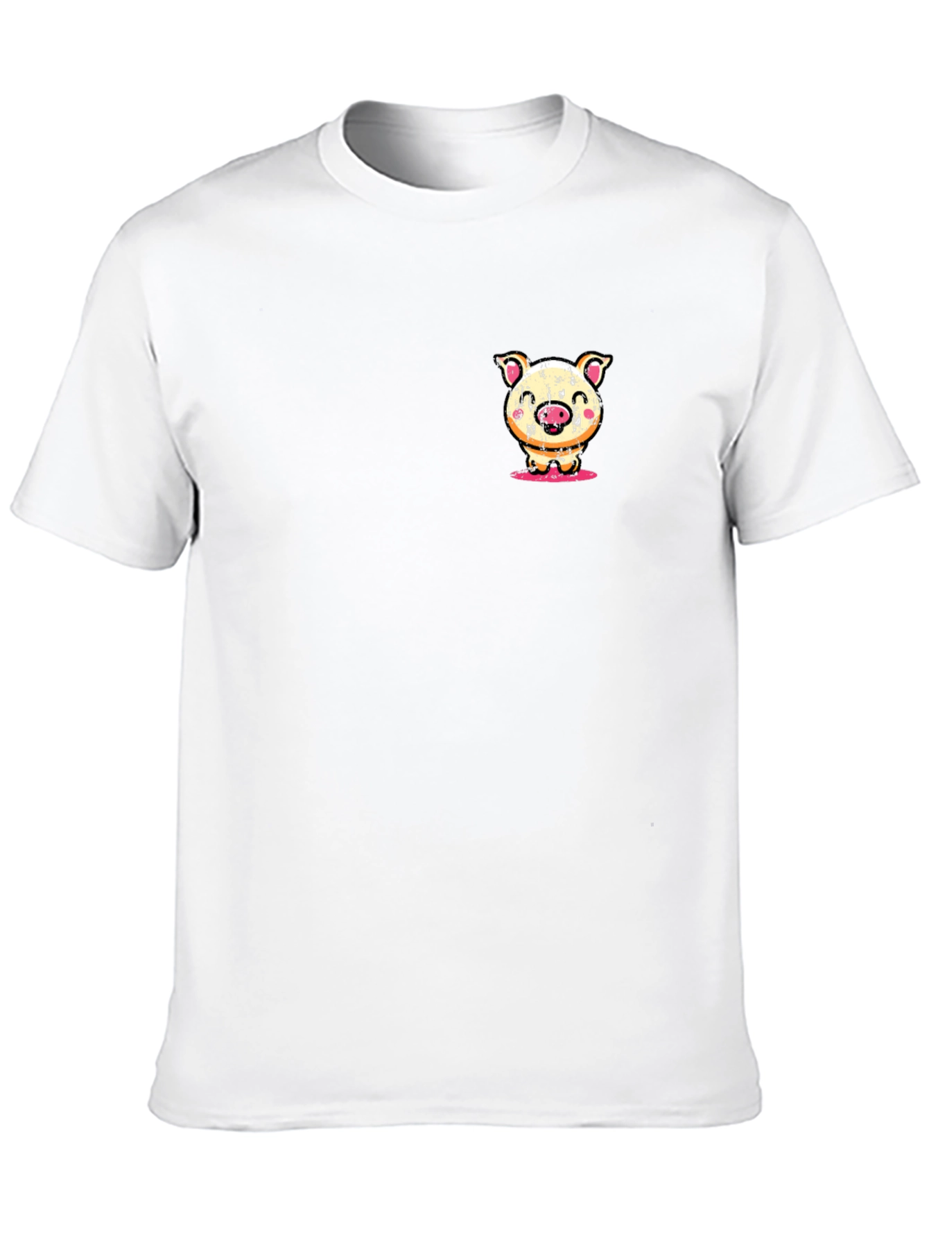 Pig Cartoon Graphic Tee - Soft Black T-Shirt