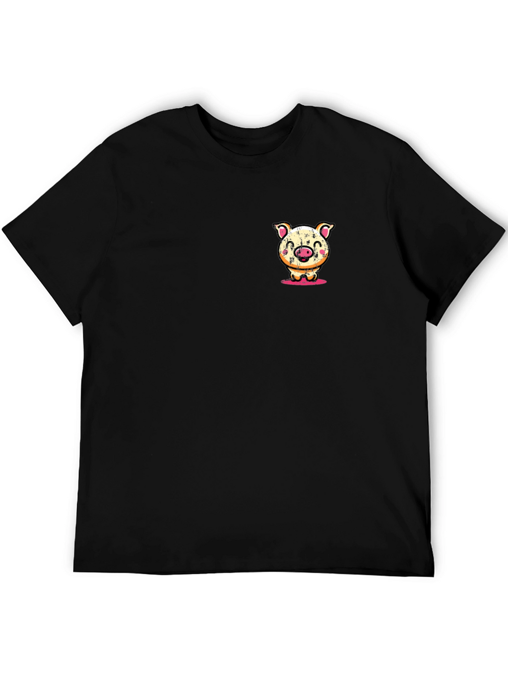 Pig Cartoon Graphic Tee - Soft Black T-Shirt