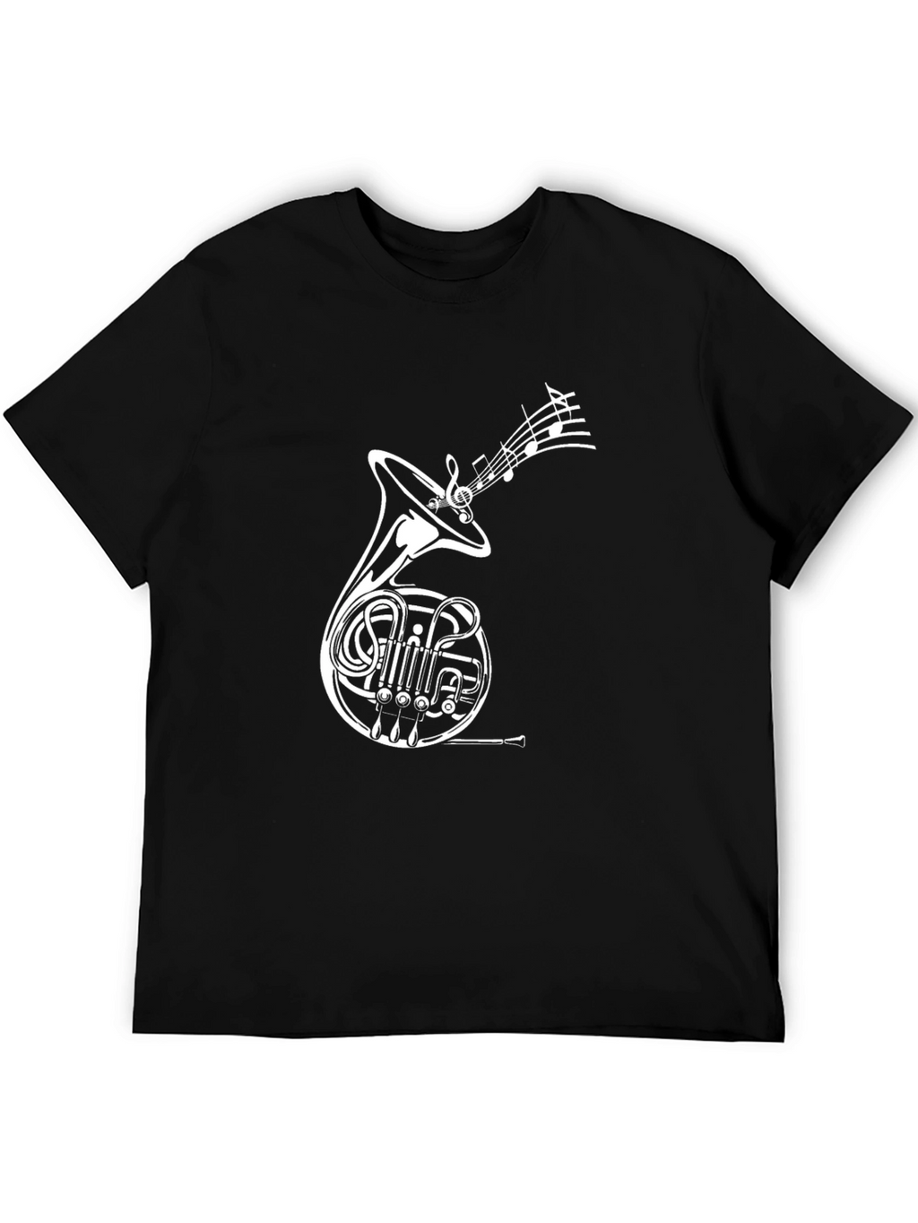 French Horn Music T-Shirt - Black