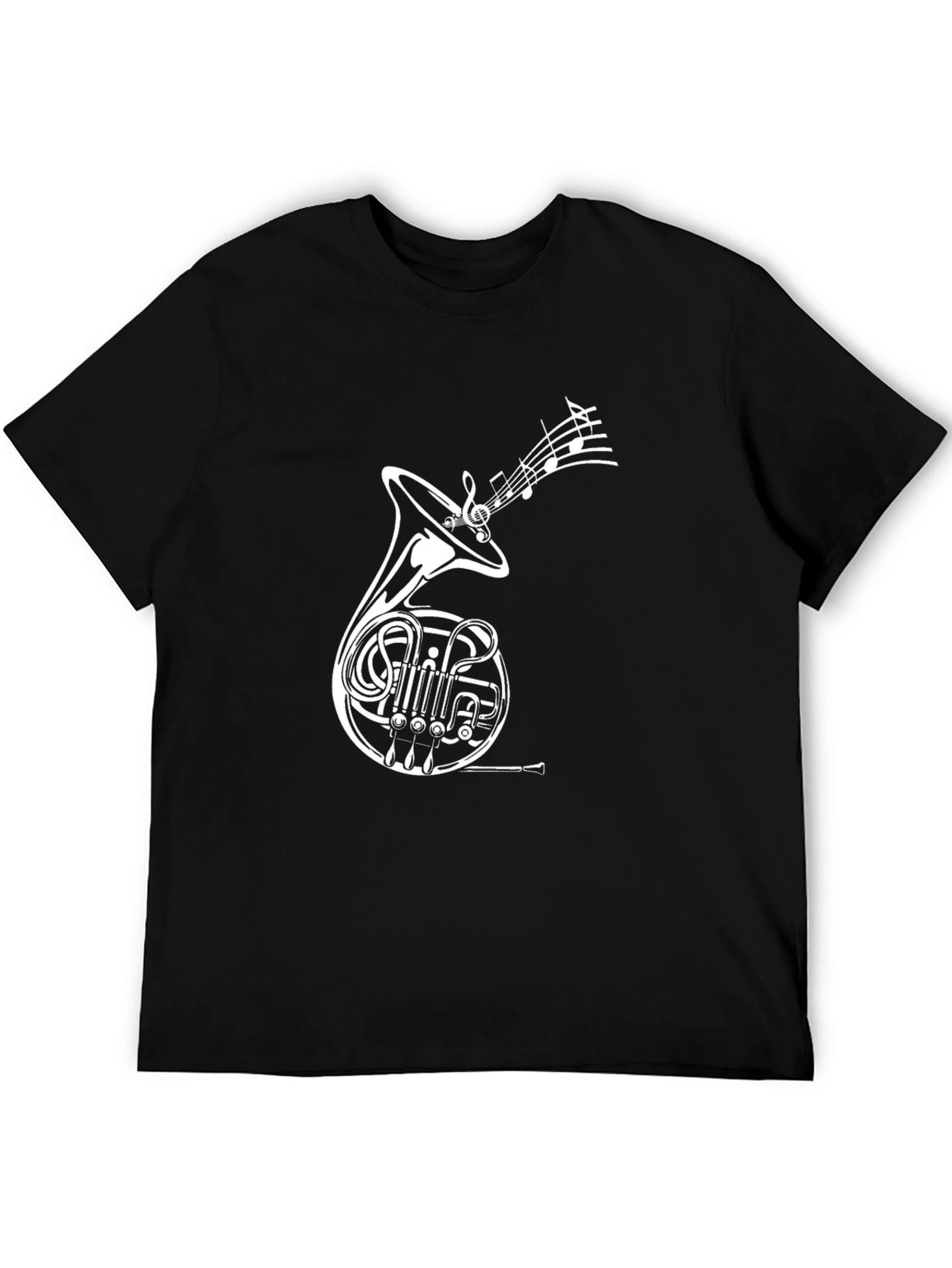 French Horn Music T-Shirt - Black