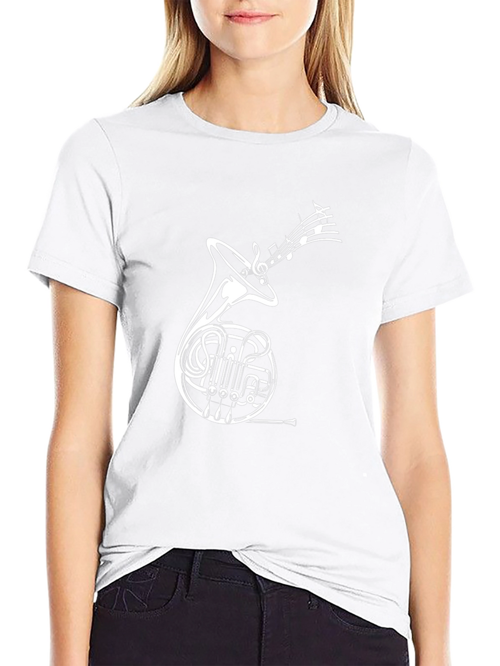 French Horn Music T-Shirt - Black