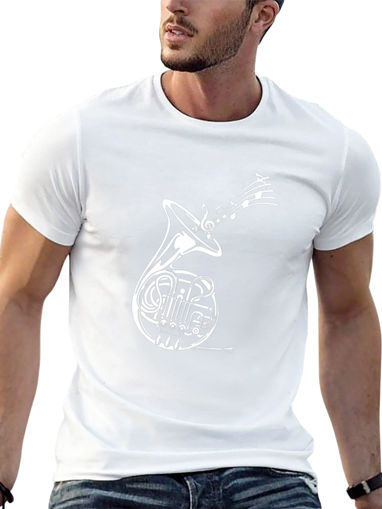 French Horn Music T-Shirt - Black