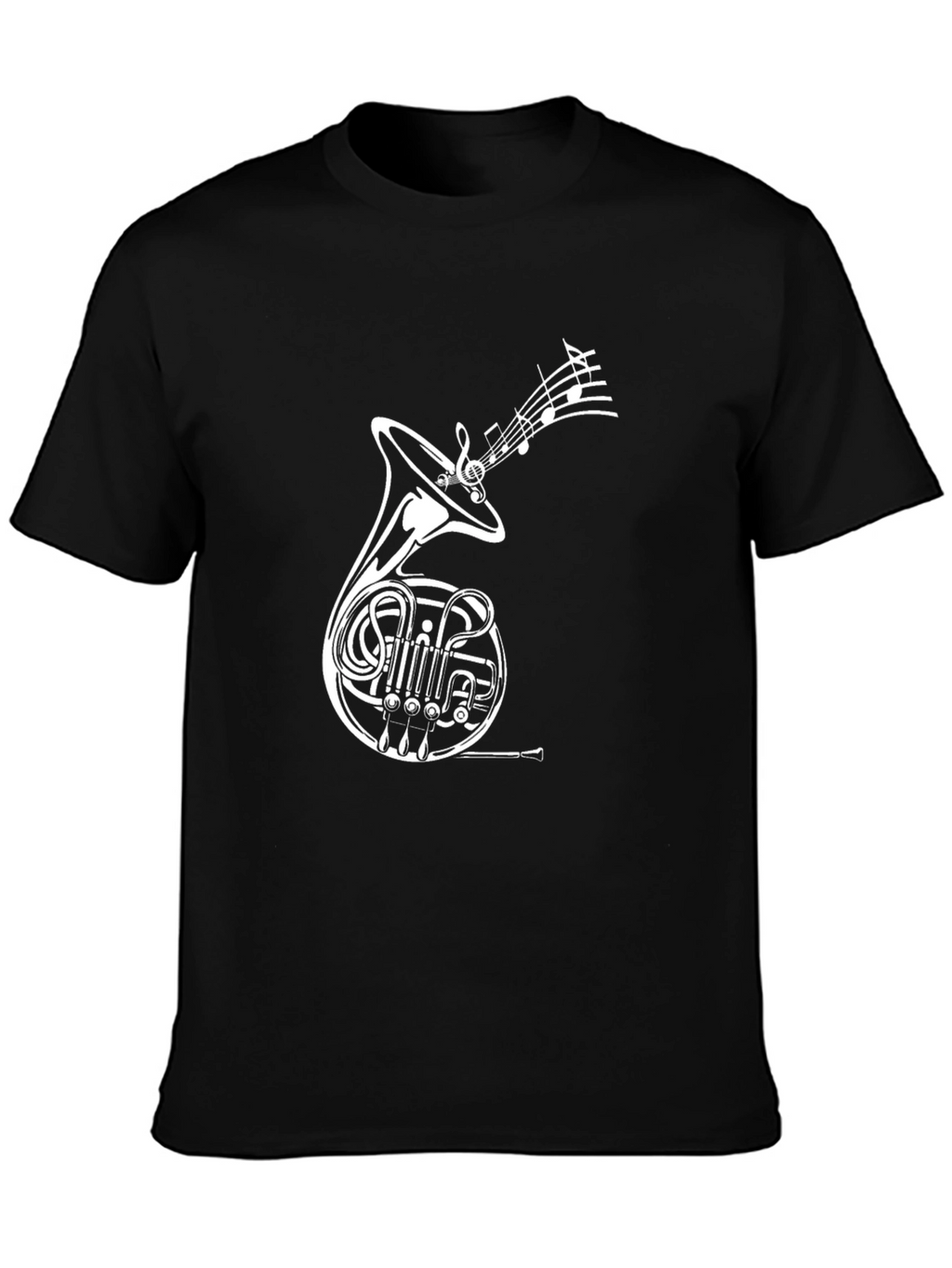 French Horn Music T-Shirt - Black