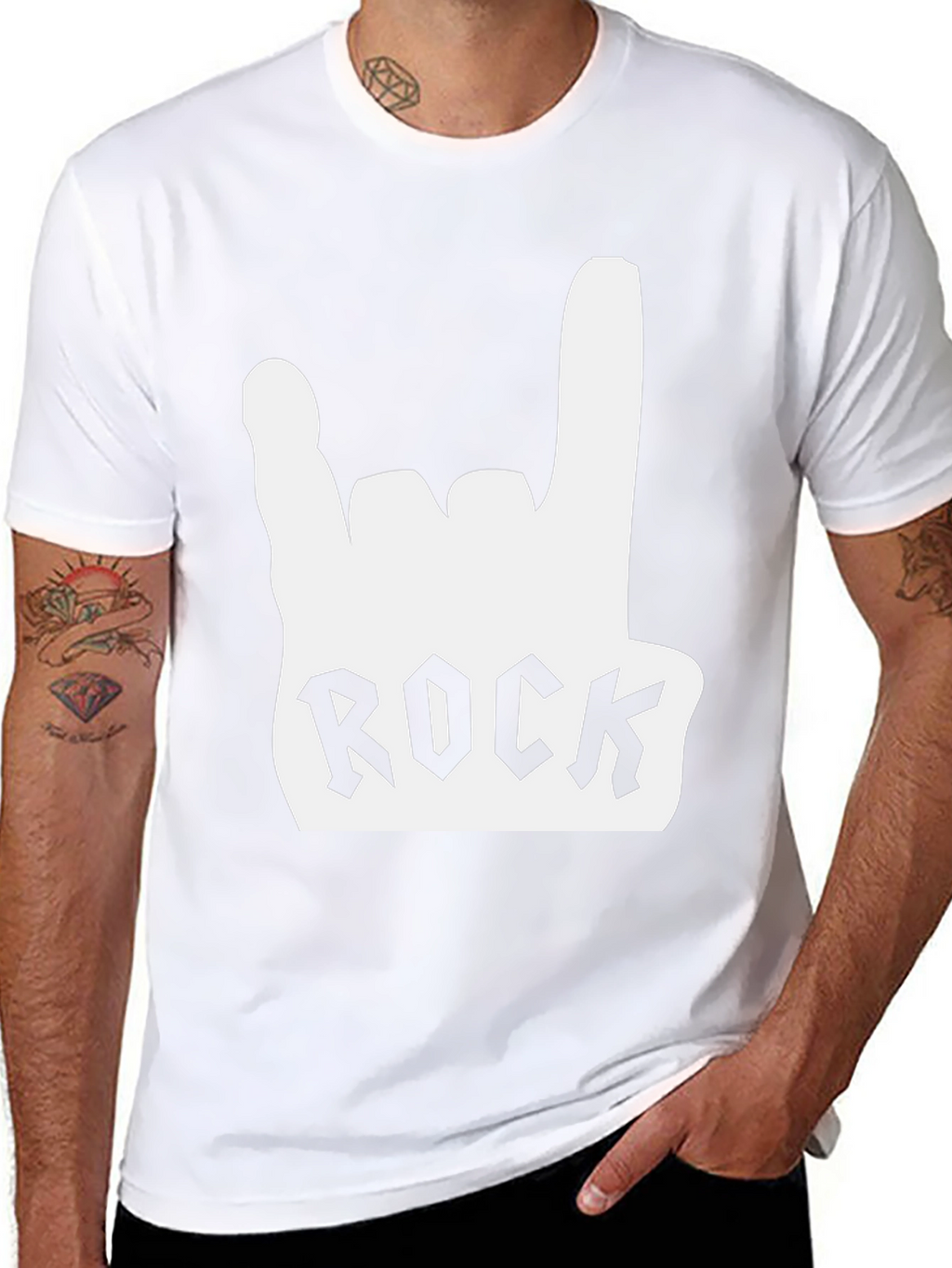 Rock On Black Tee - Hand Gesture Design