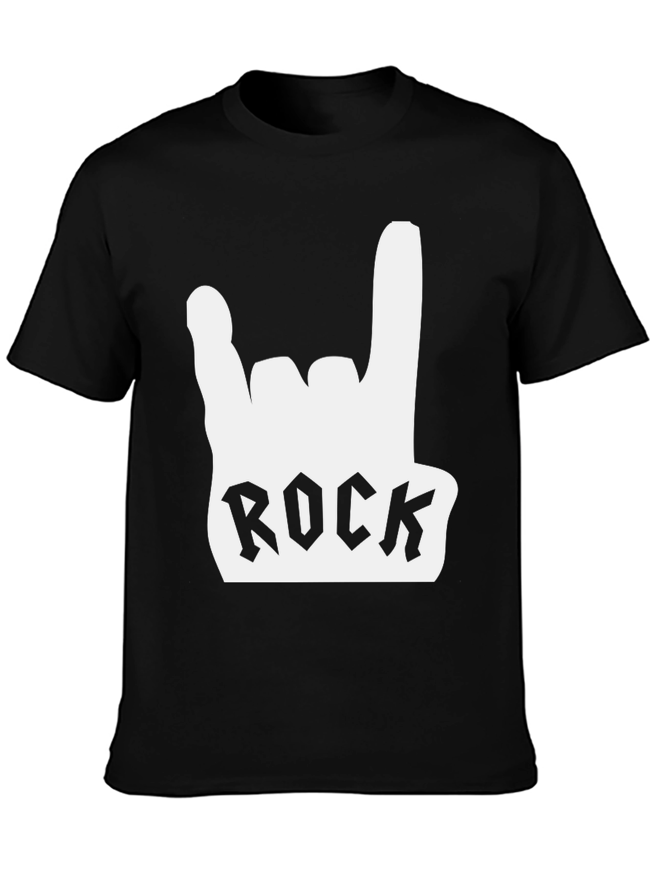 Rock On Black Tee - Hand Gesture Design