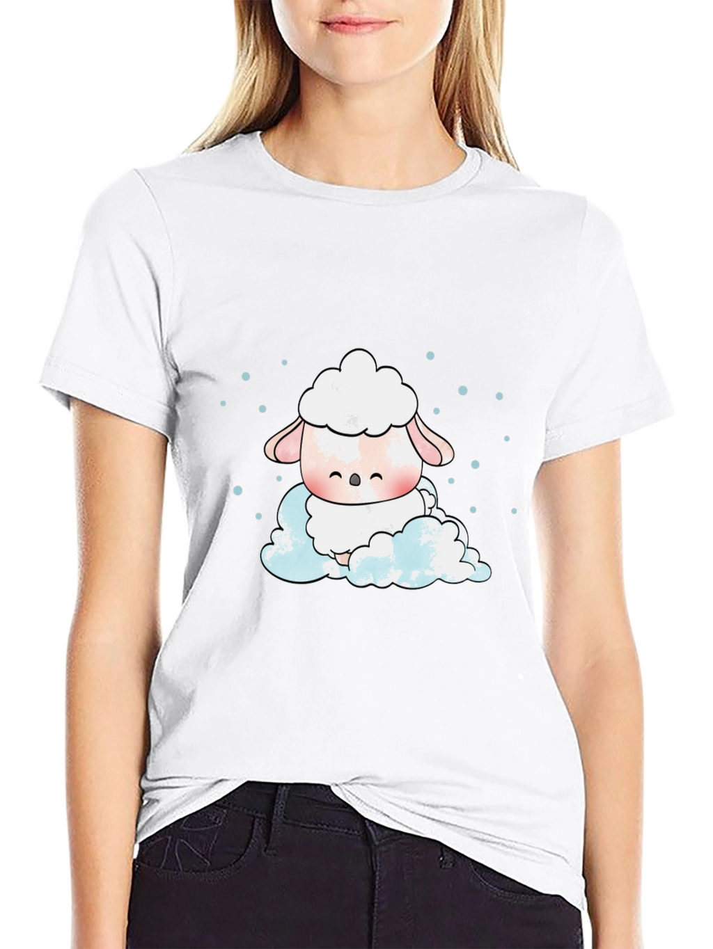 Cute Sheep On Cloud Graphic Tee