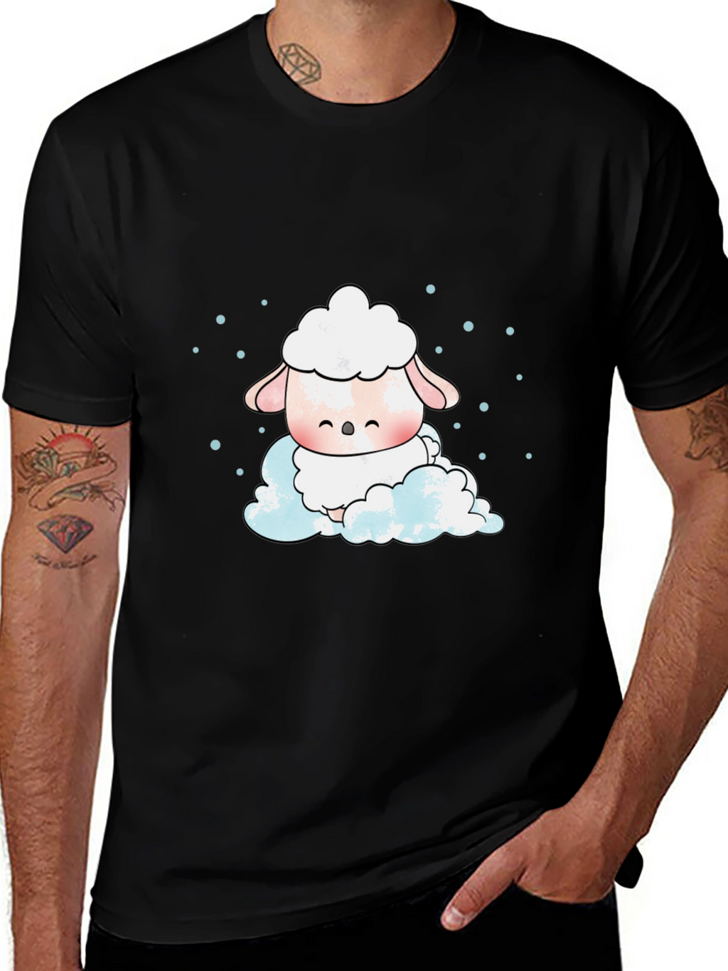 Cute Sheep On Cloud Graphic Tee
