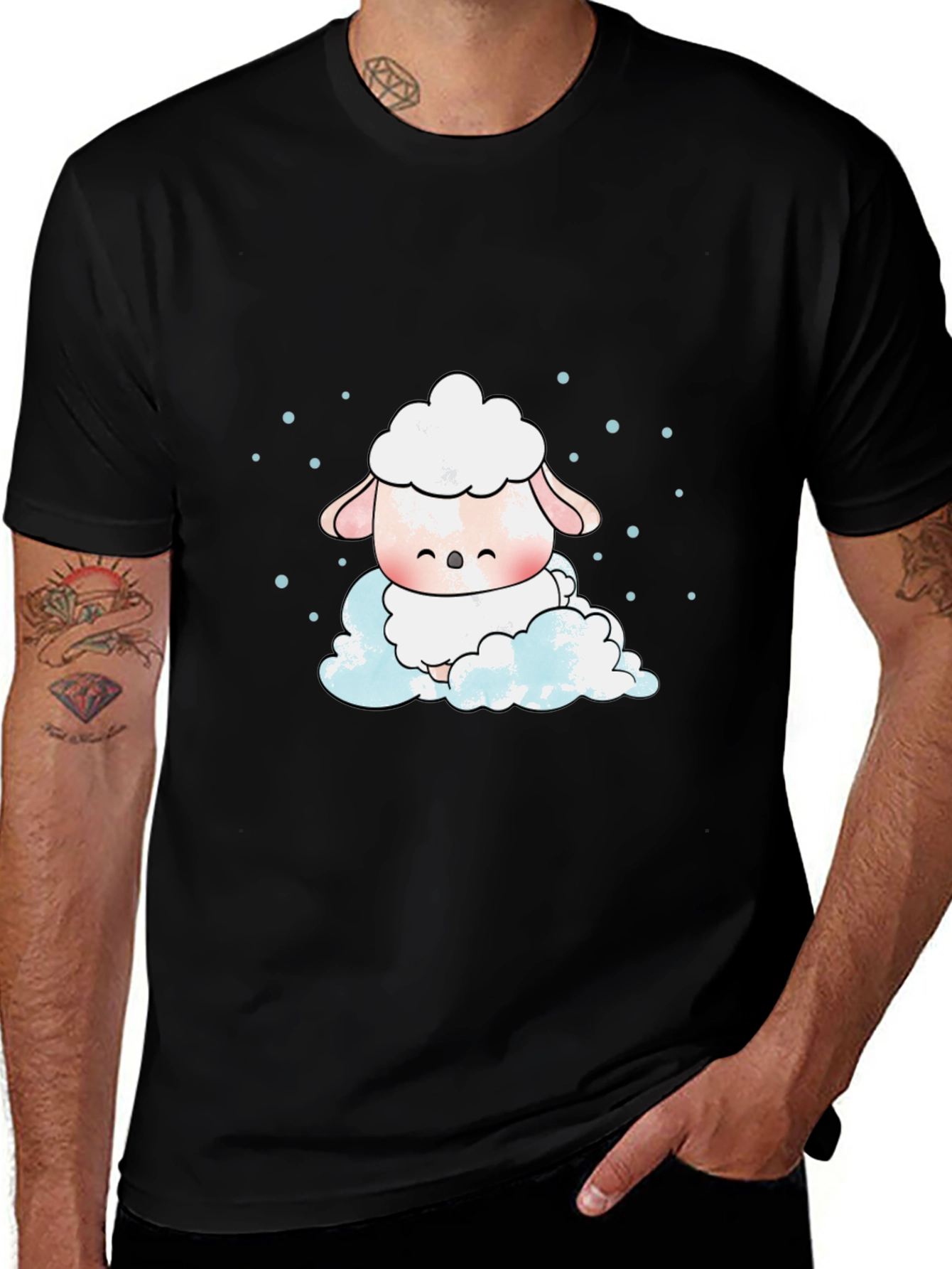 Cute Sheep On Cloud Graphic Tee