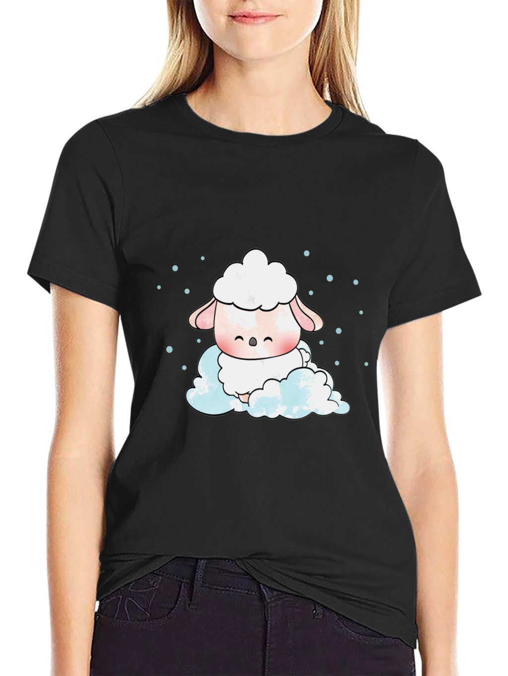Cute Sheep On Cloud Graphic Tee