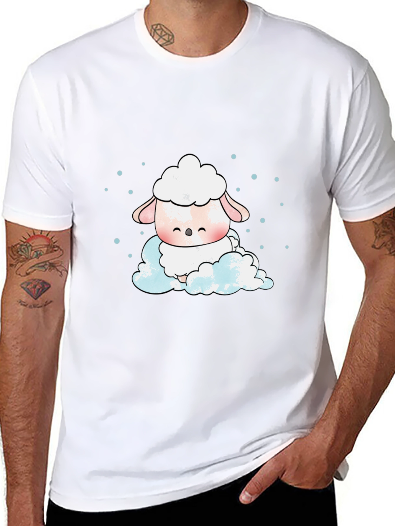 Cute Sheep On Cloud Graphic Tee