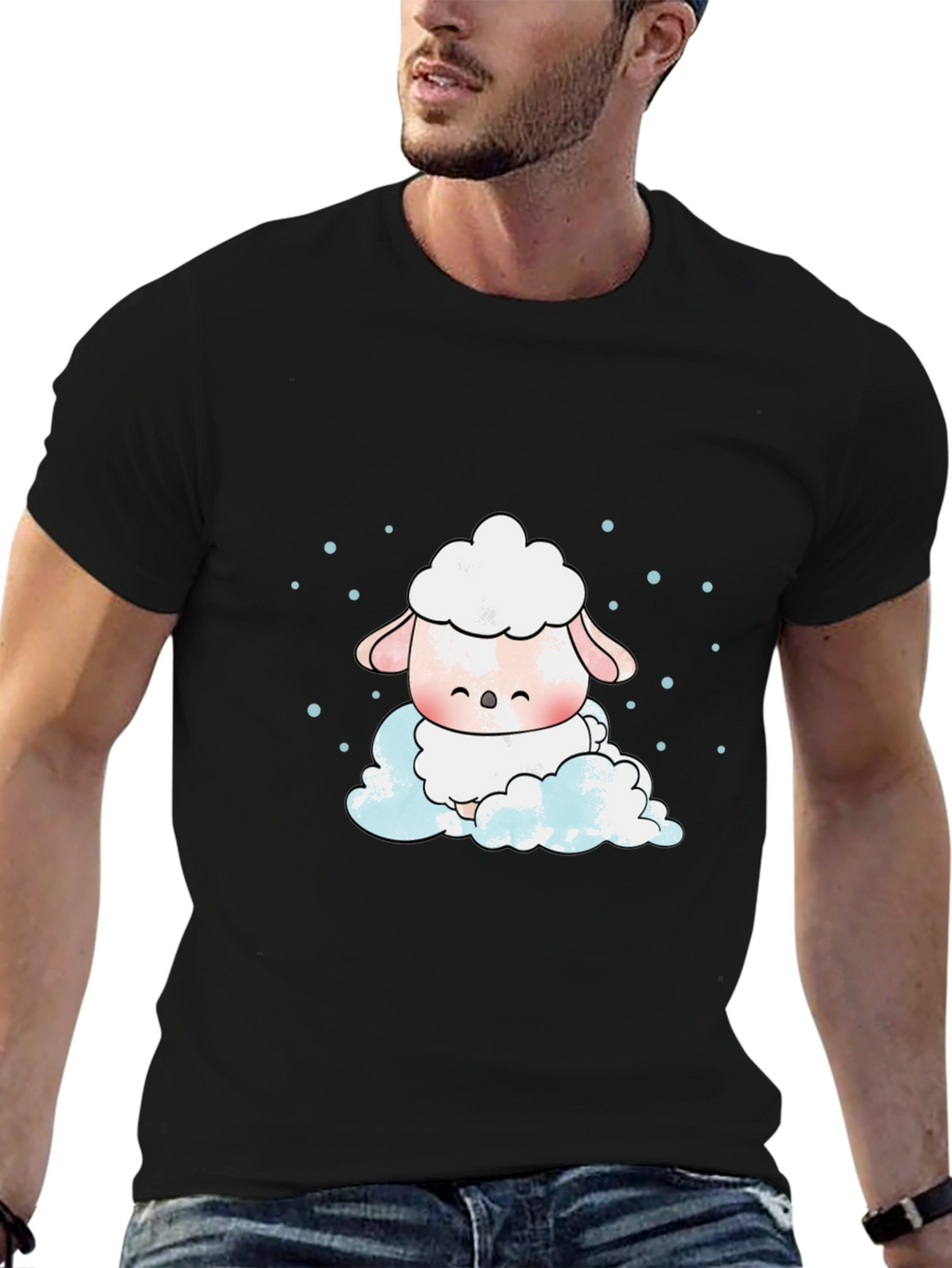 Cute Sheep On Cloud Graphic Tee
