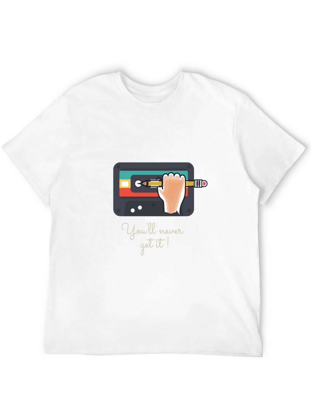 Retro Cassette Tape & Pencil Black Graphic Tee