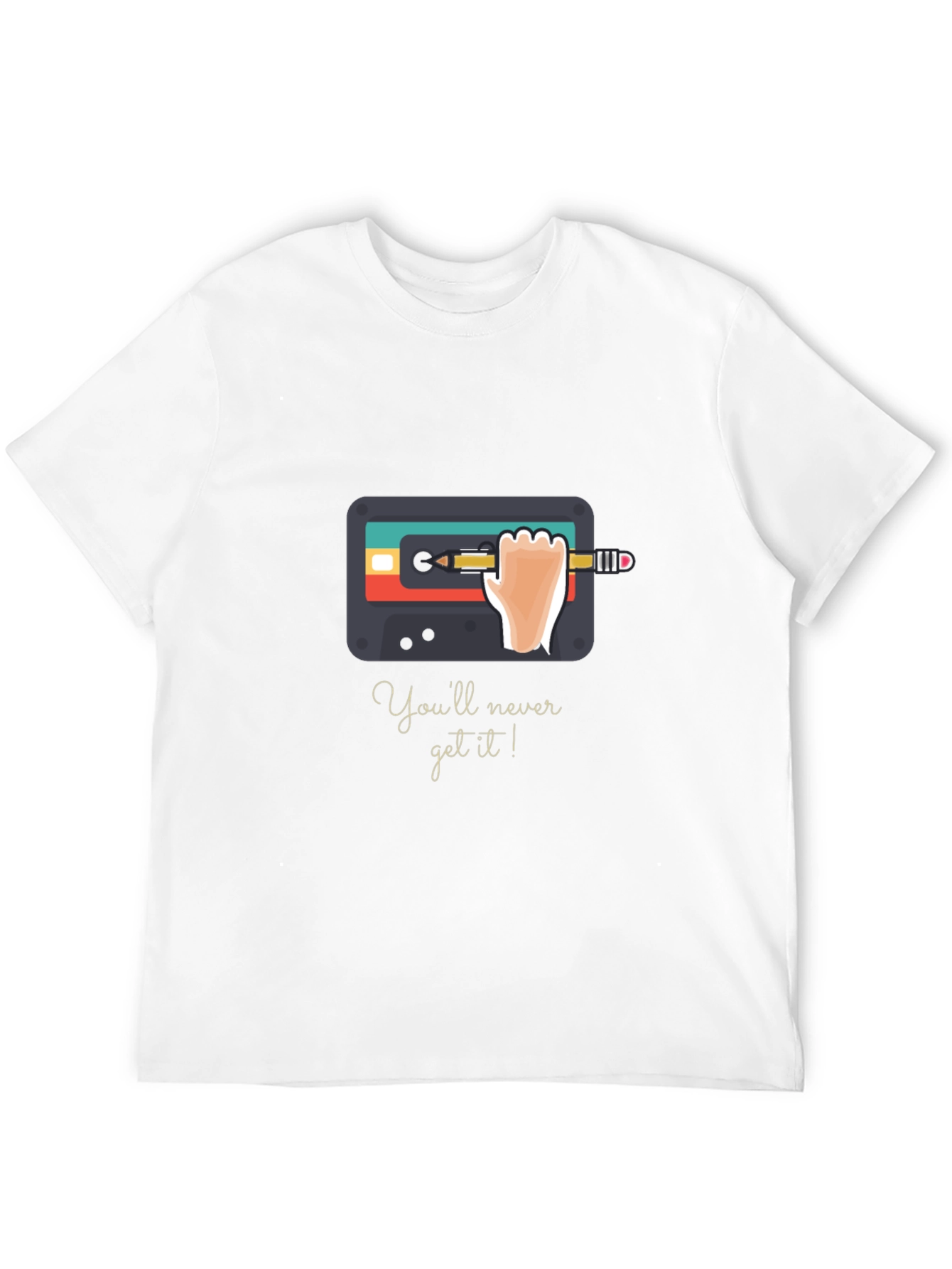 Retro Cassette Tape & Pencil Black Graphic Tee