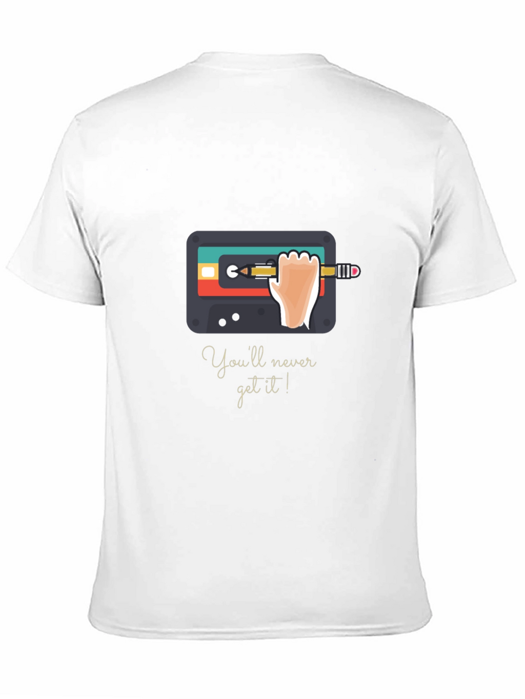 Retro Cassette Tape & Pencil Black Graphic Tee