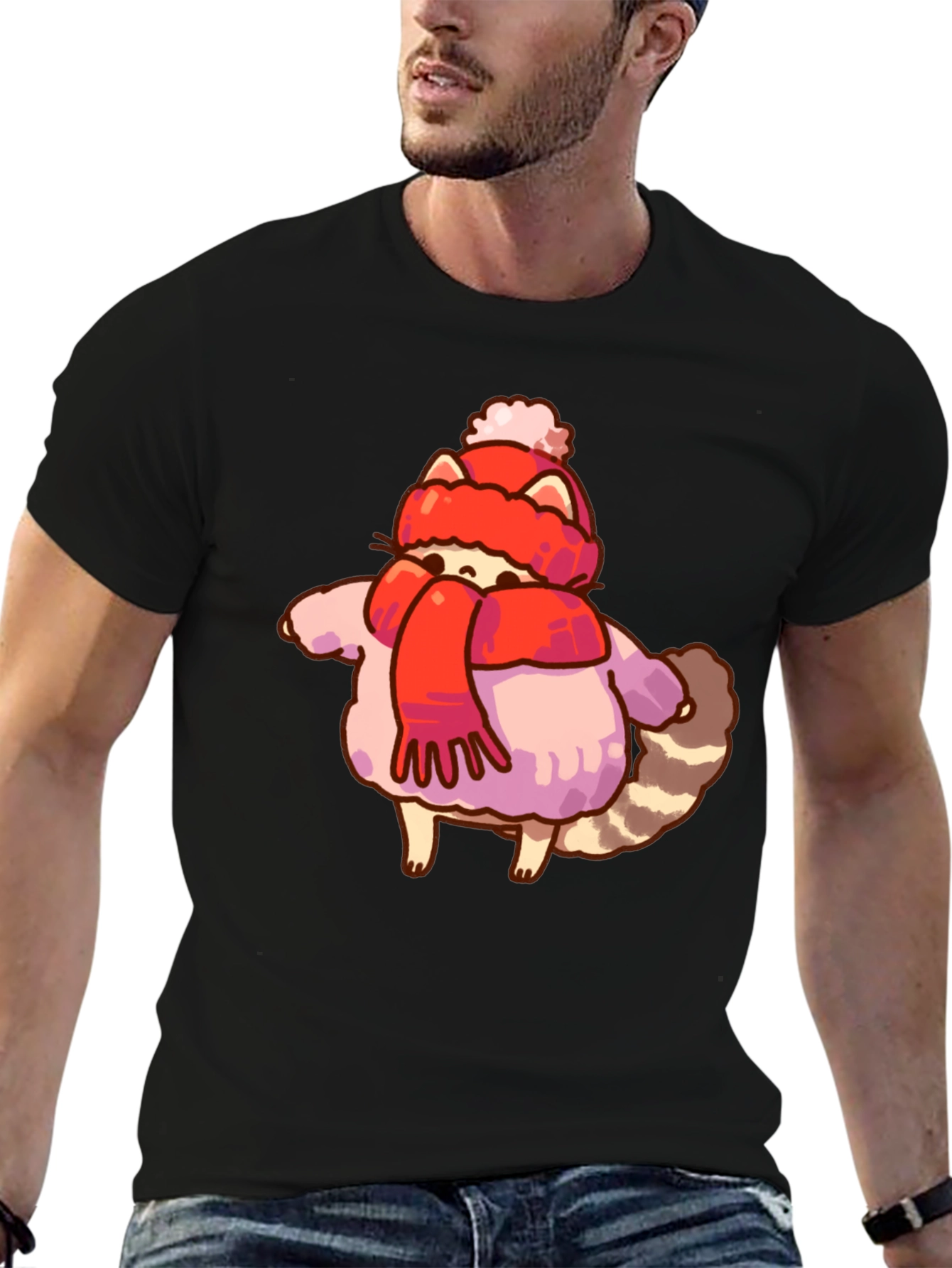 Winter Raccoon Graphic T-Shirt