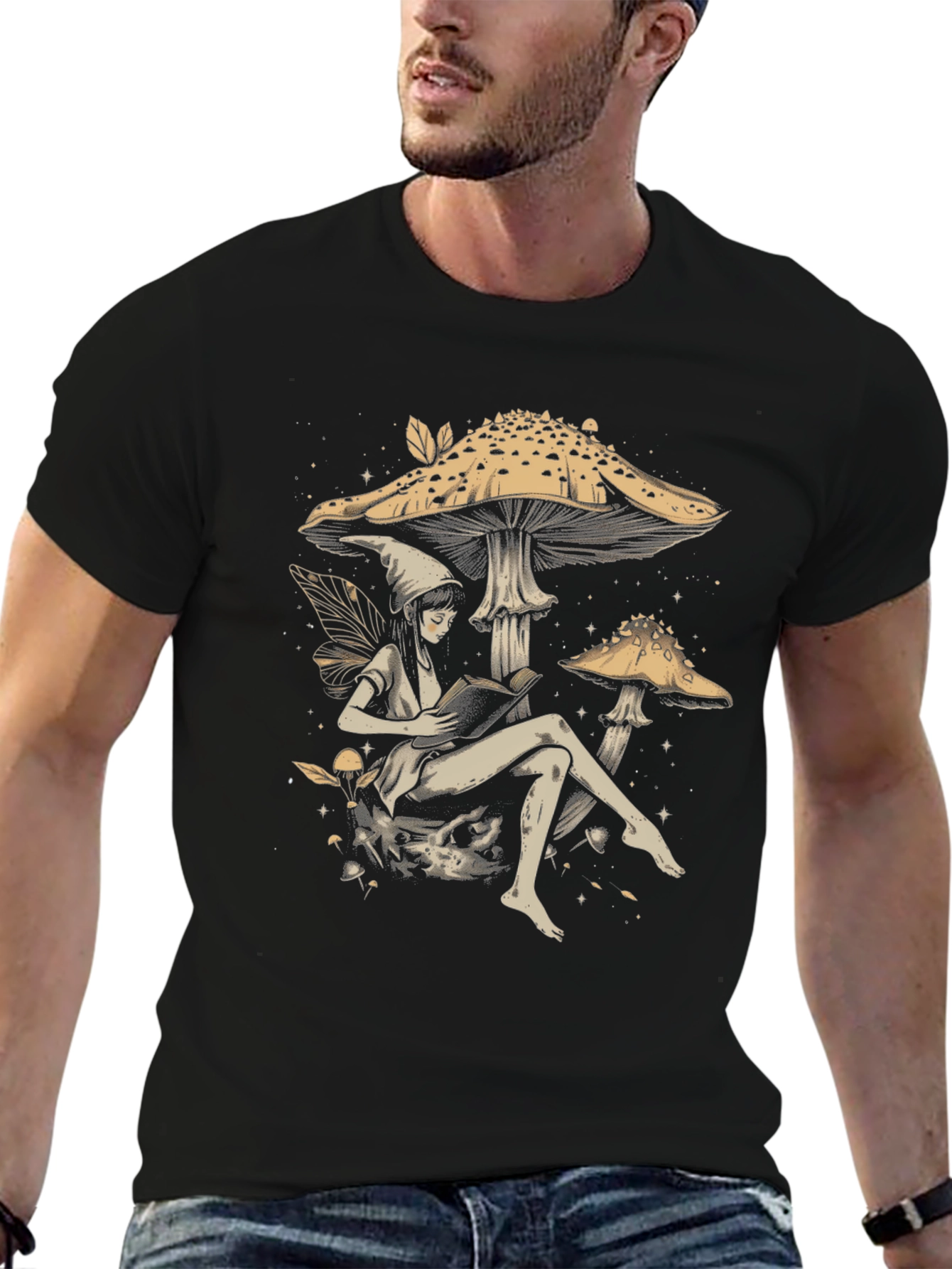 Fairy Reading Under Mushroom T-Shirt