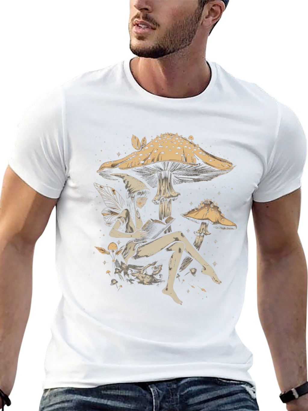 Fairy Reading Under Mushroom T-Shirt